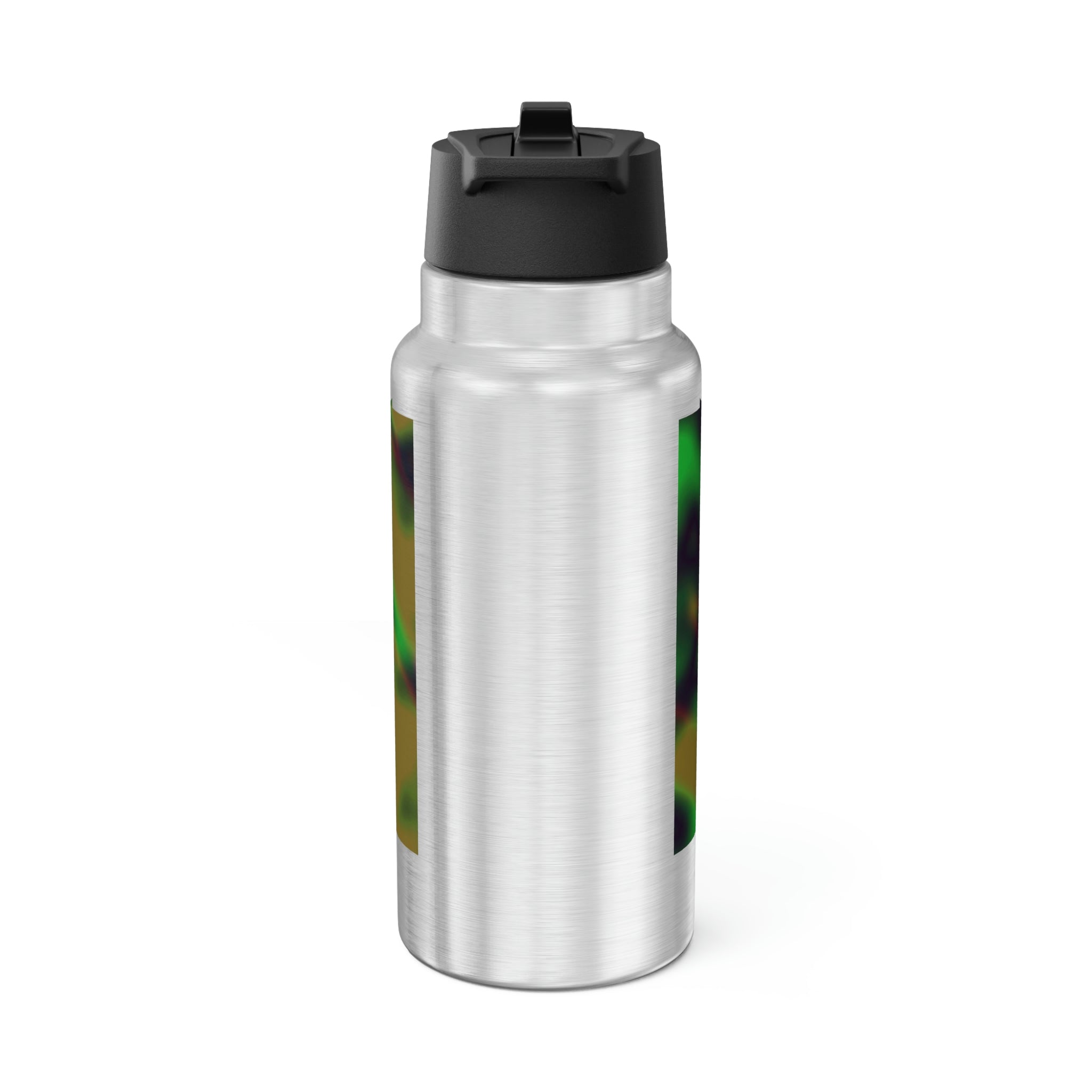 Cloud Concept Painting Gator Tumbler, 32oz, stainless steel with a black plastic screw-on cap and a straw, featuring customizable design.