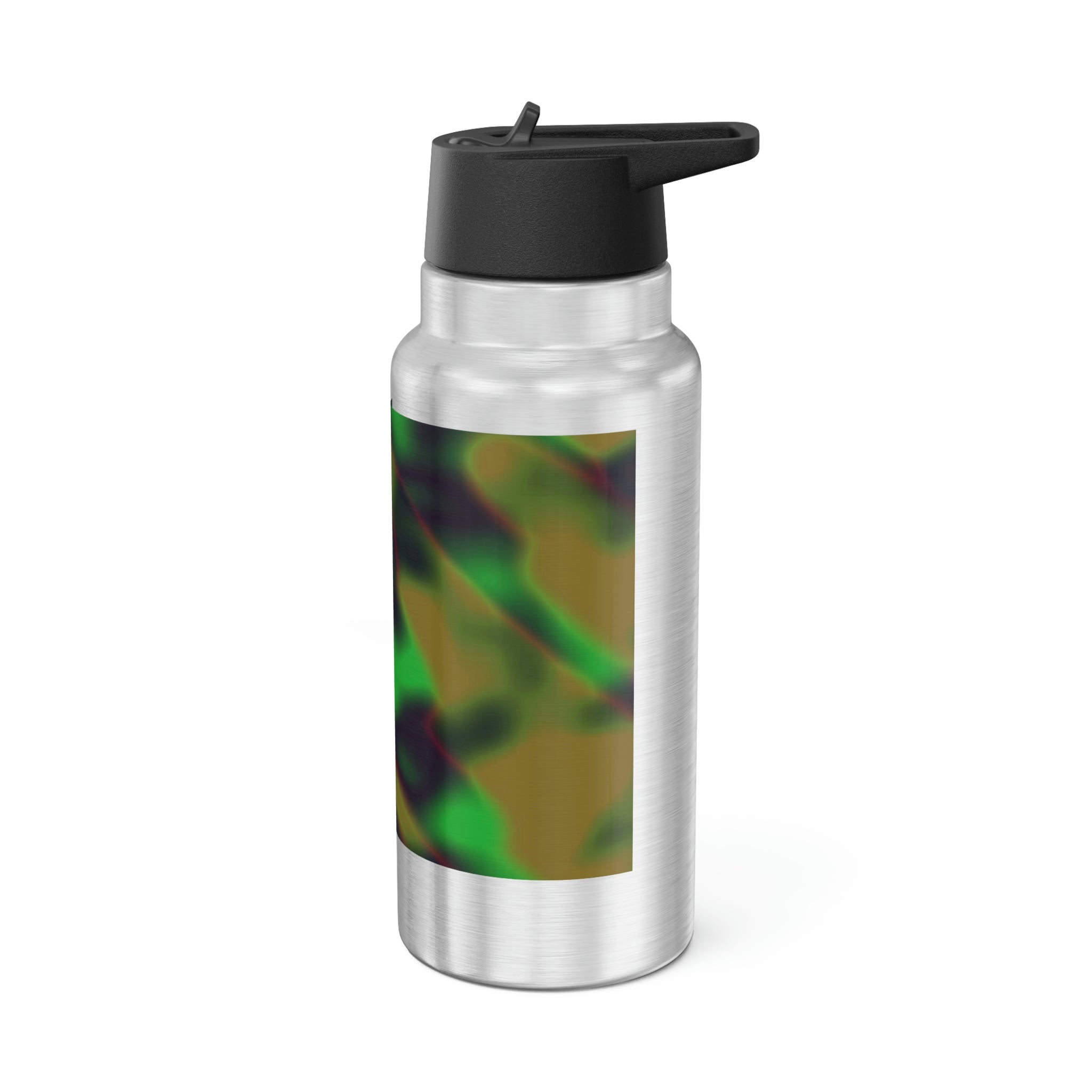 Cloud Concept Painting Gator Tumbler, 32oz, stainless steel with a black plastic screw-on cap and a straw, featuring customizable design.