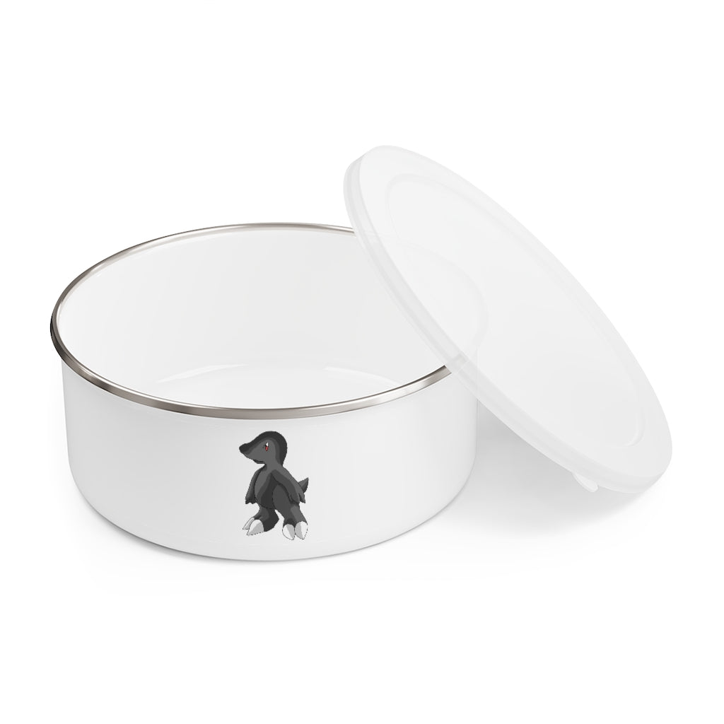 Cloudydo Enamel Bowl made of stainless steel with a translucent lid, showcasing a stylish hipster chic design.