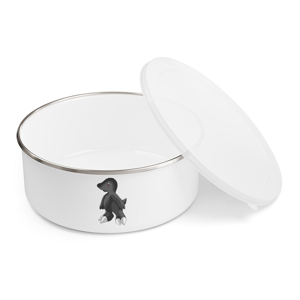 Cloudydo Enamel Bowl made of stainless steel with a translucent lid, showcasing a stylish hipster chic design.