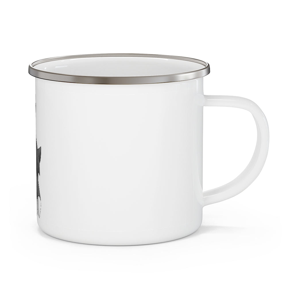 Cloudydo Enamel Camping Mug with a stylish design, featuring a C-handle and rounded corners, perfect for outdoor adventures.