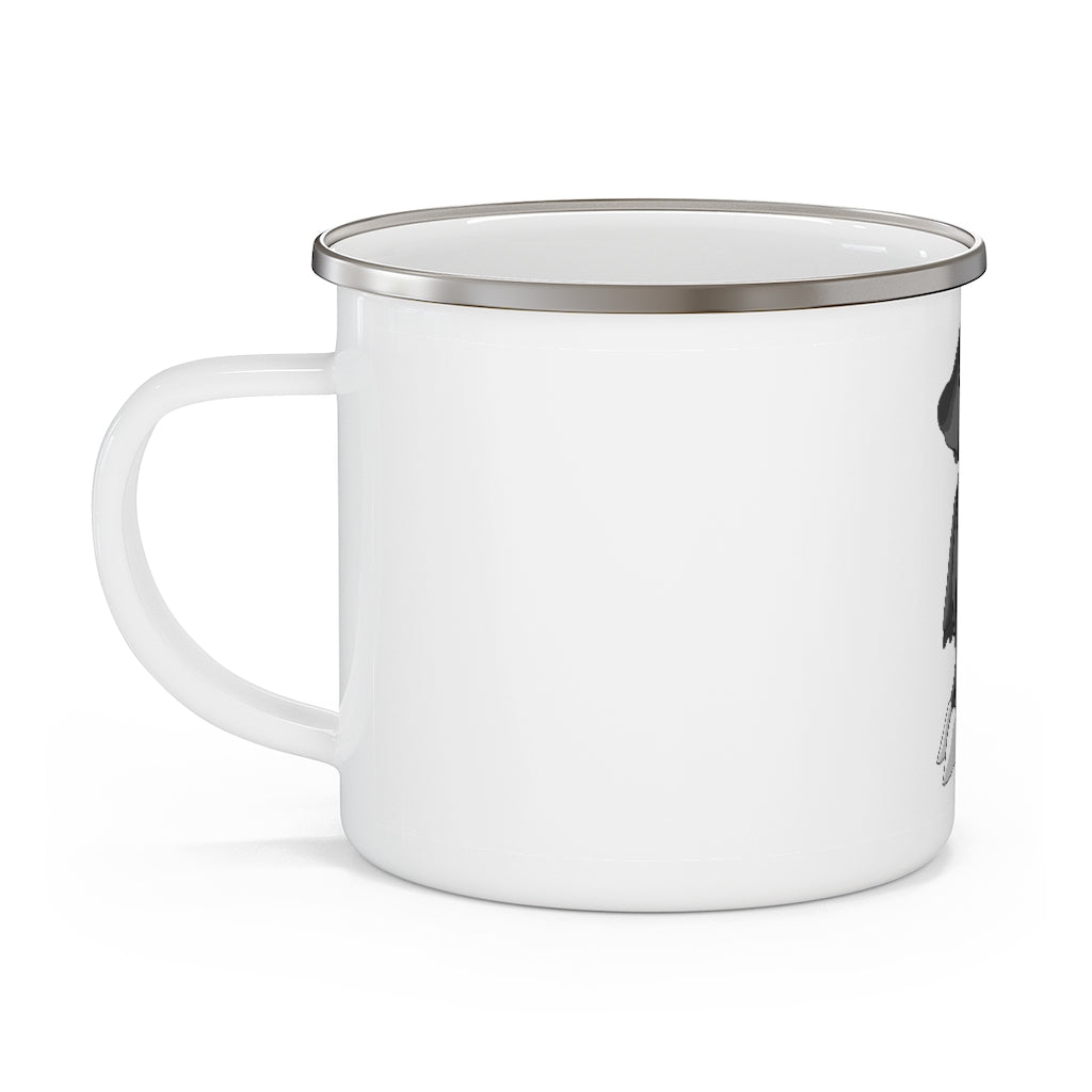 Cloudydo Enamel Camping Mug with a stylish design, featuring a C-handle and rounded corners, perfect for outdoor adventures.