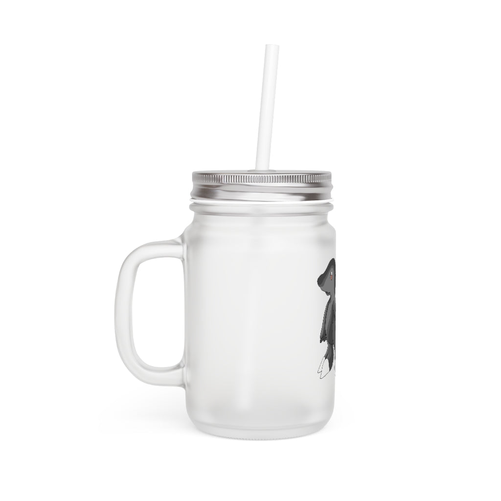 Cloudydo Mason Jar made of frosted glass with a straw and lid, perfect for personalized drinks.