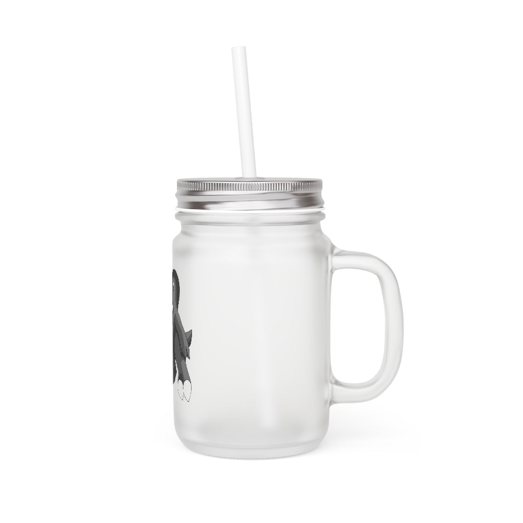 Cloudydo Mason Jar made of frosted glass with a straw and lid, perfect for personalized drinks.