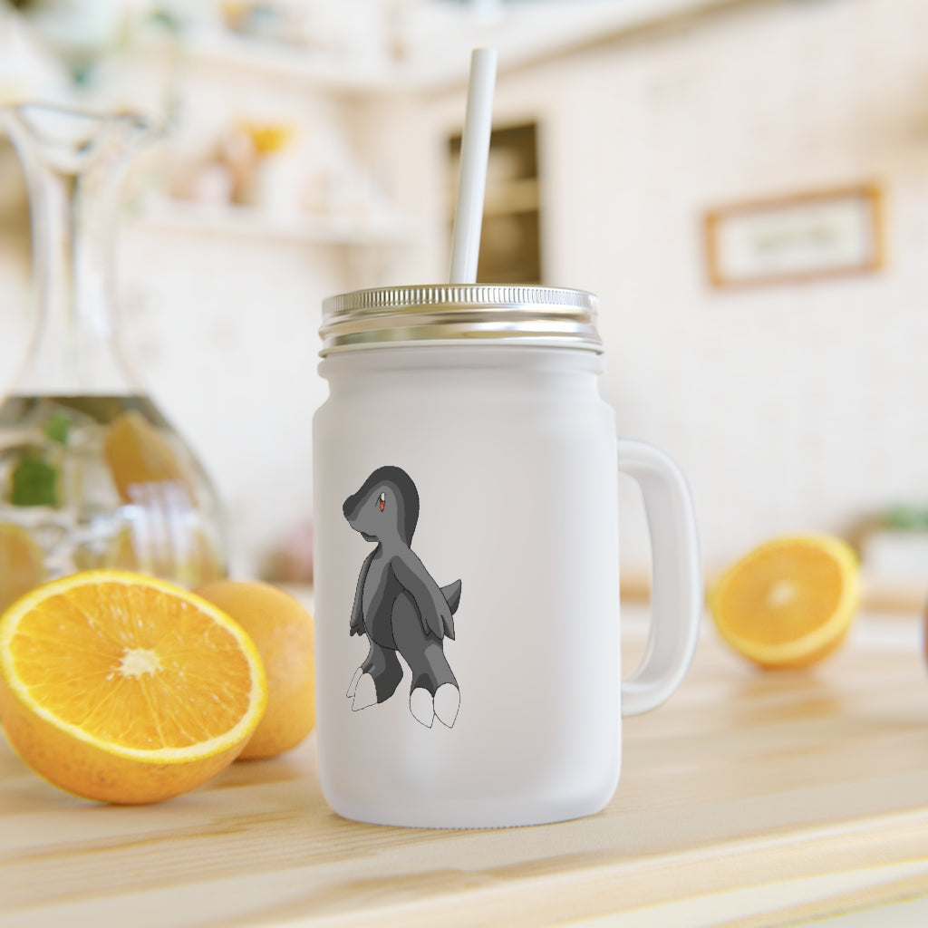 Cloudydo Mason Jar made of frosted glass with a straw and lid, perfect for personalized drinks.