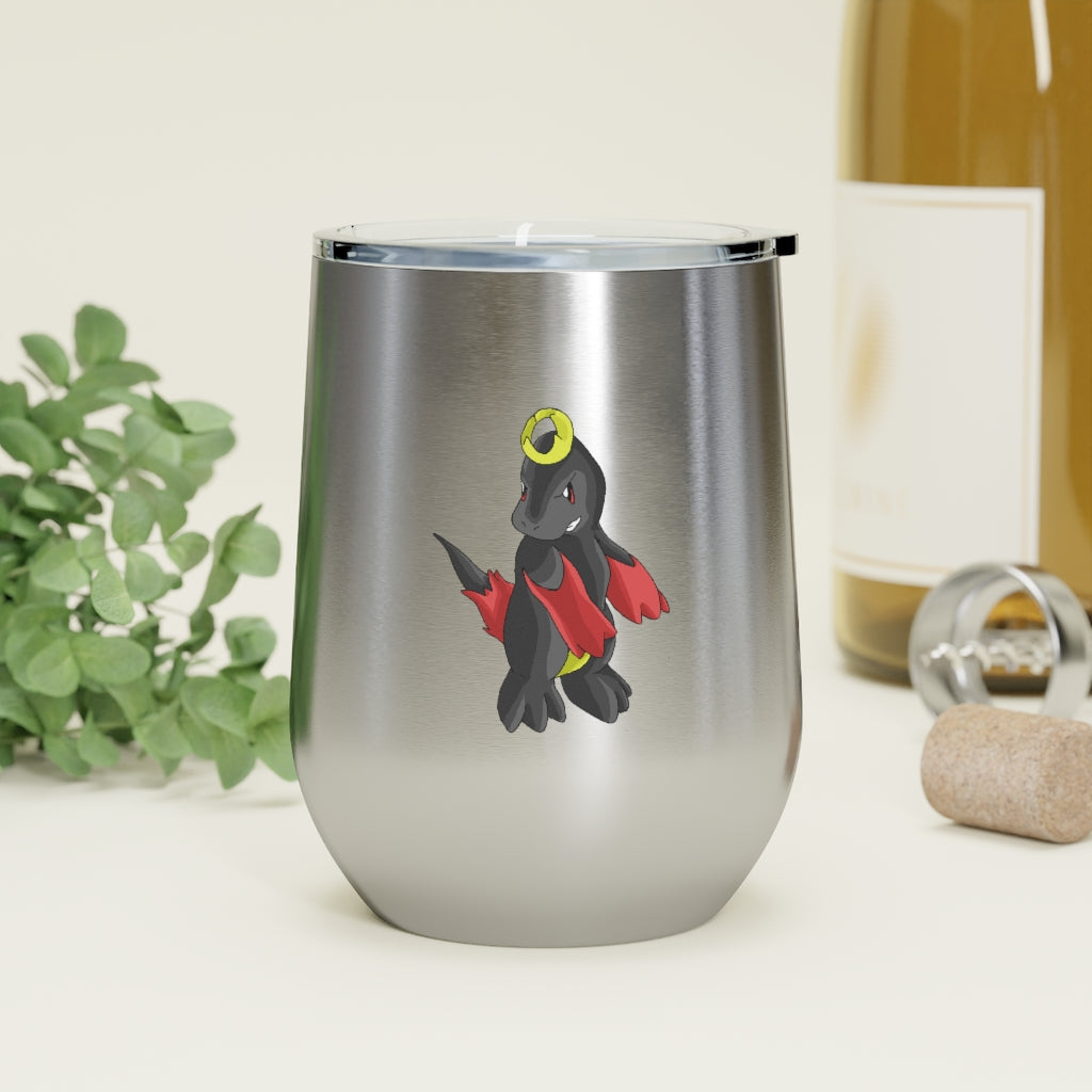 Cloudyking 12oz Insulated Wine Tumbler in stainless steel with a clear lid, perfect for hot and cold beverages.