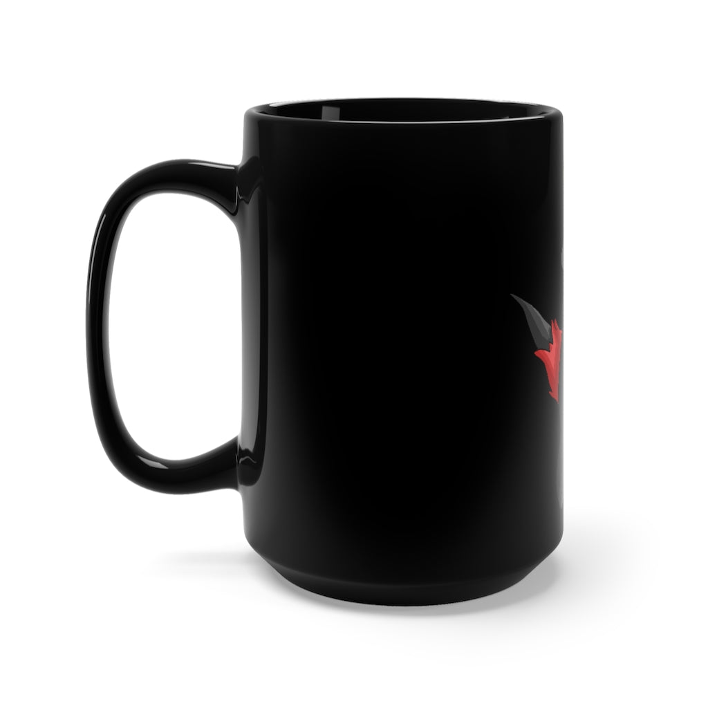 Cloudyking Black Mug 15oz featuring a sleek black ceramic design with rounded corners and a comfortable C-handle.