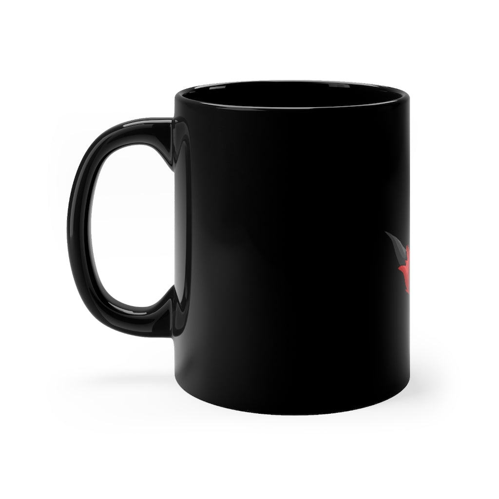 Cloudyking Black mug 11oz with rounded corners and C-handle, showcasing a sleek black ceramic finish.