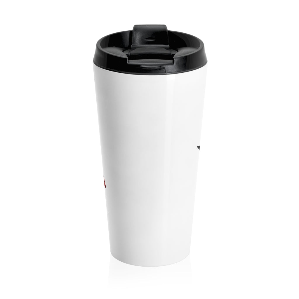 Cloudyking Stainless Steel Travel Mug with black lid, showcasing its sleek design and rounded corners, perfect for travel.