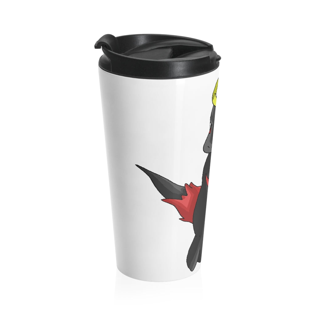 Cloudyking Stainless Steel Travel Mug with black lid, showcasing its sleek design and rounded corners, perfect for travel.