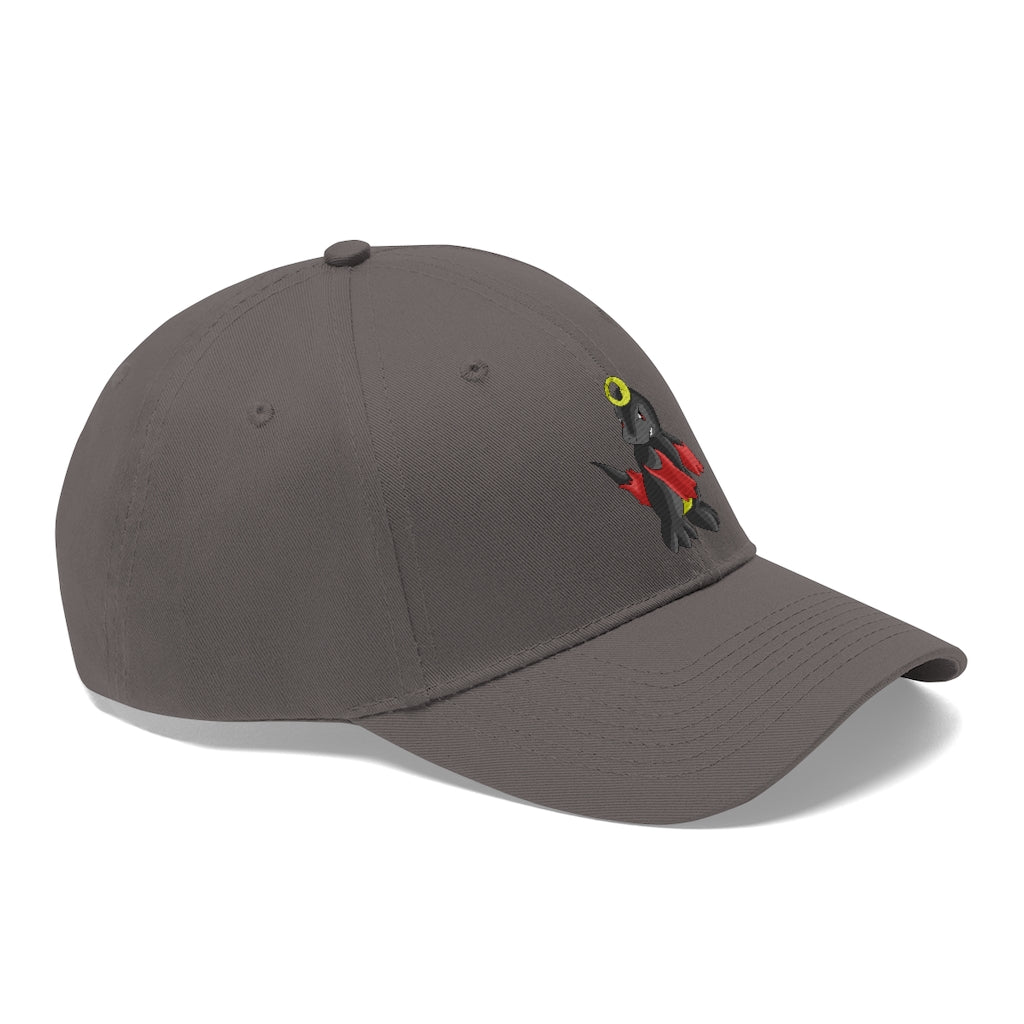 Cloudyking Unisex Twill Hat in cotton twill fabric, featuring a classic 6-panel design and adjustable Velcro closure, perfect for outdoor activities.