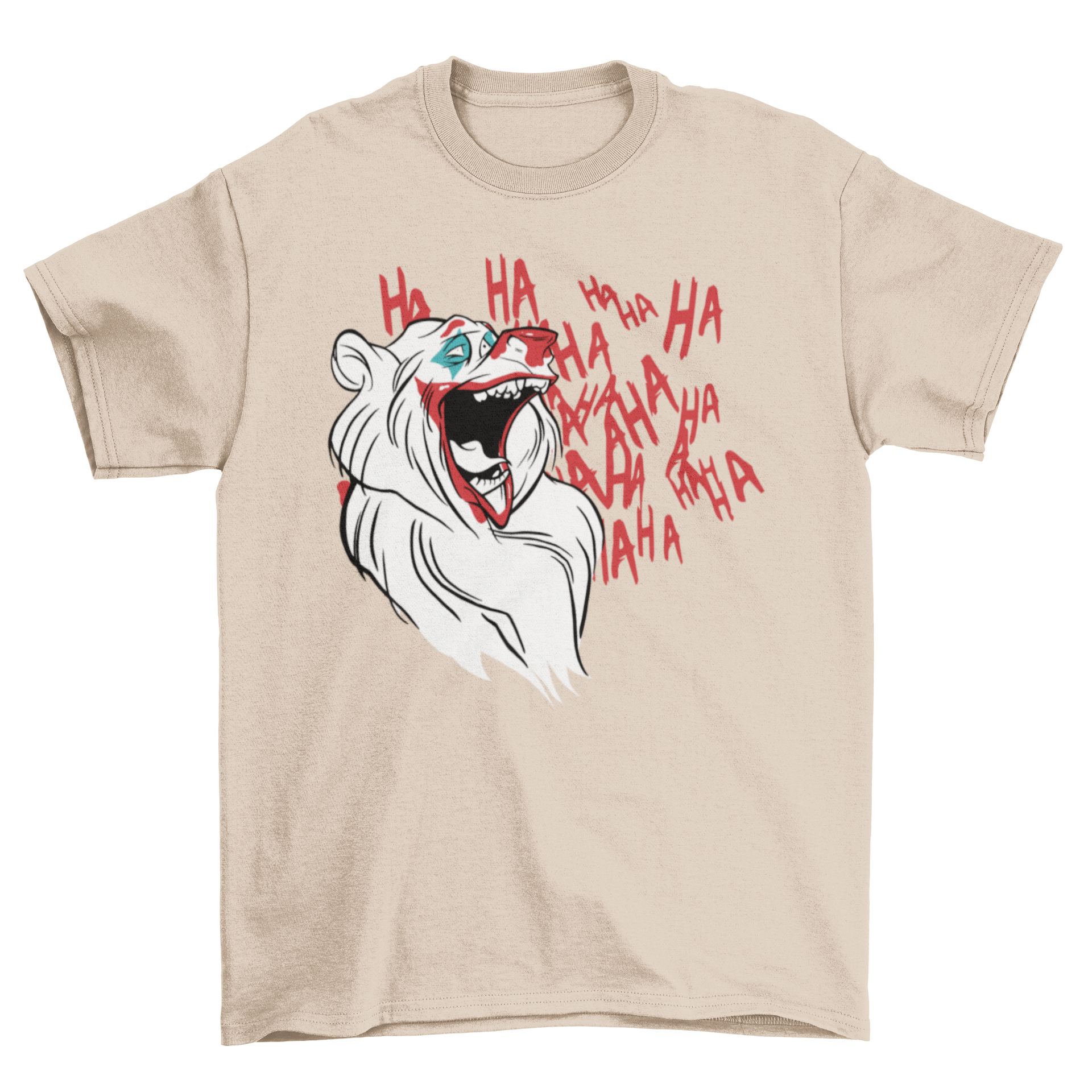 Clown Bear T-shirt featuring a polar bear with clown face paint, vibrant colors.