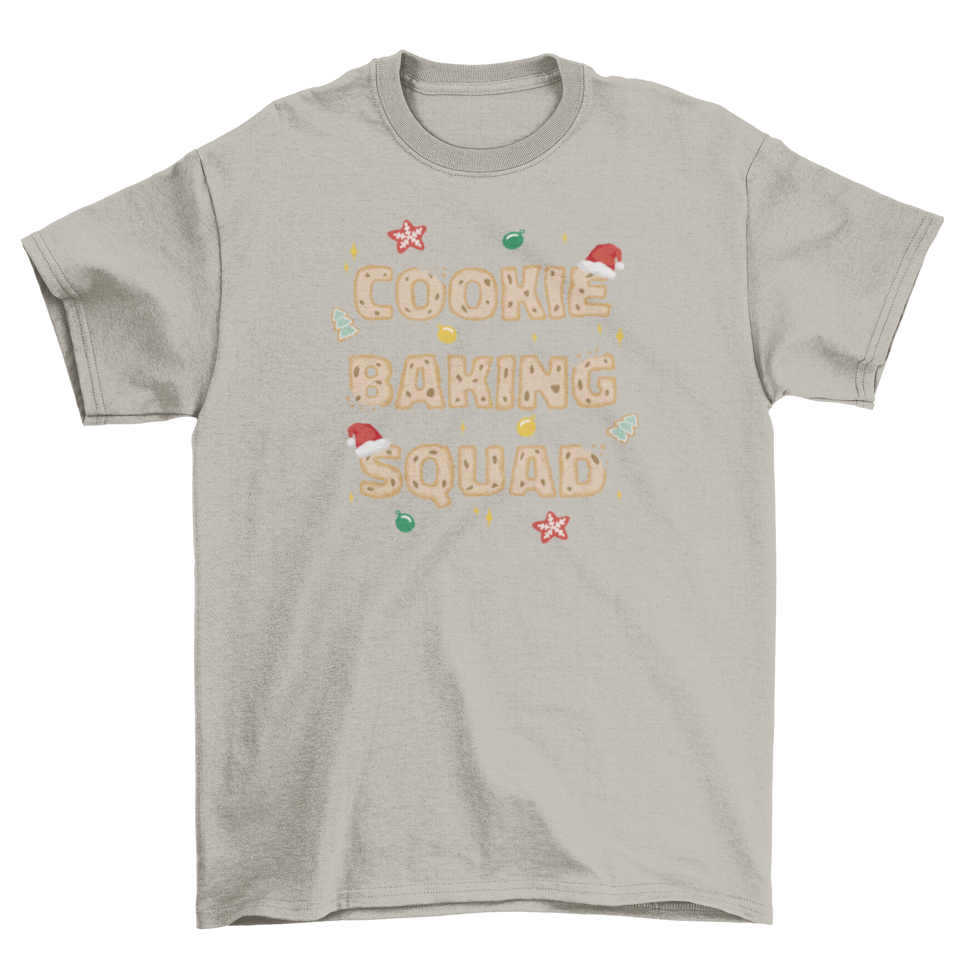 A festive Christmas t-shirt featuring the quote 'Cookie Baking Squad' designed for baking enthusiasts.