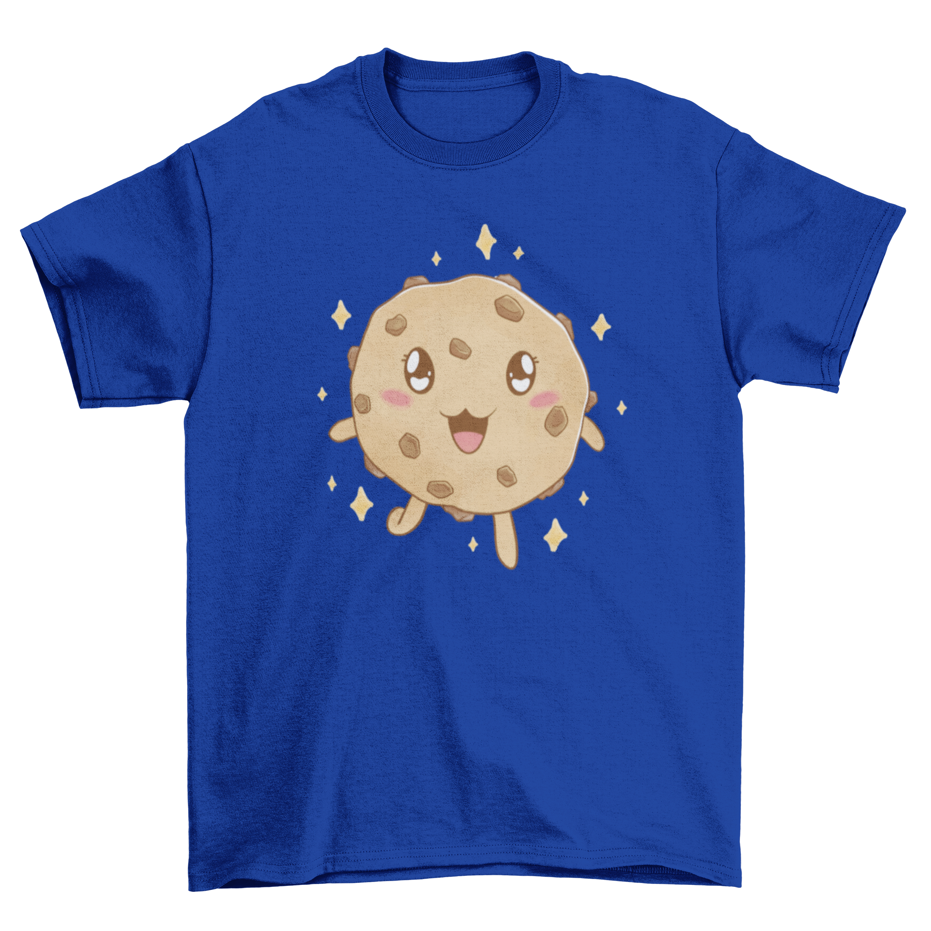 A cute kawaii style t-shirt featuring a cheerful cookie character design, perfect for casual wear.