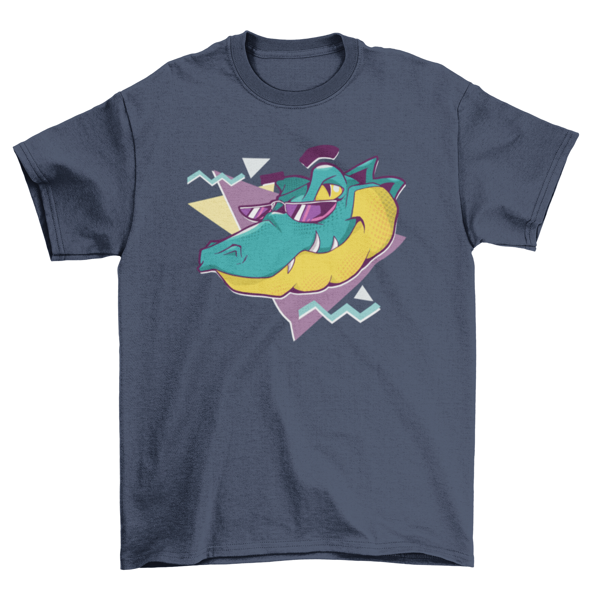 Cool Alligator T-shirt featuring an alligator in sunglasses styled in a vibrant 90s design.