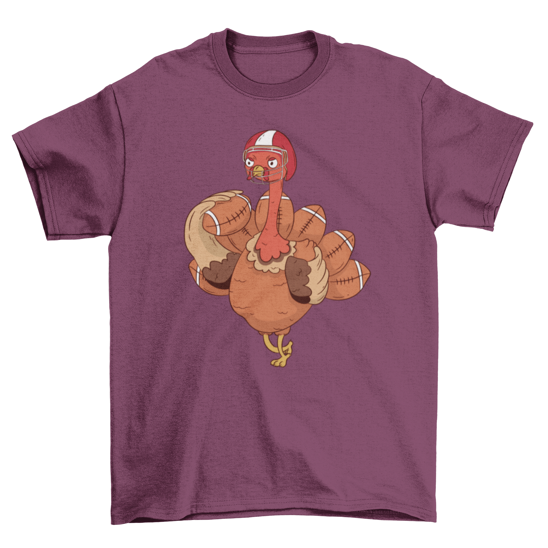 A fun t-shirt featuring a turkey playing American football, perfect for Thanksgiving celebrations.