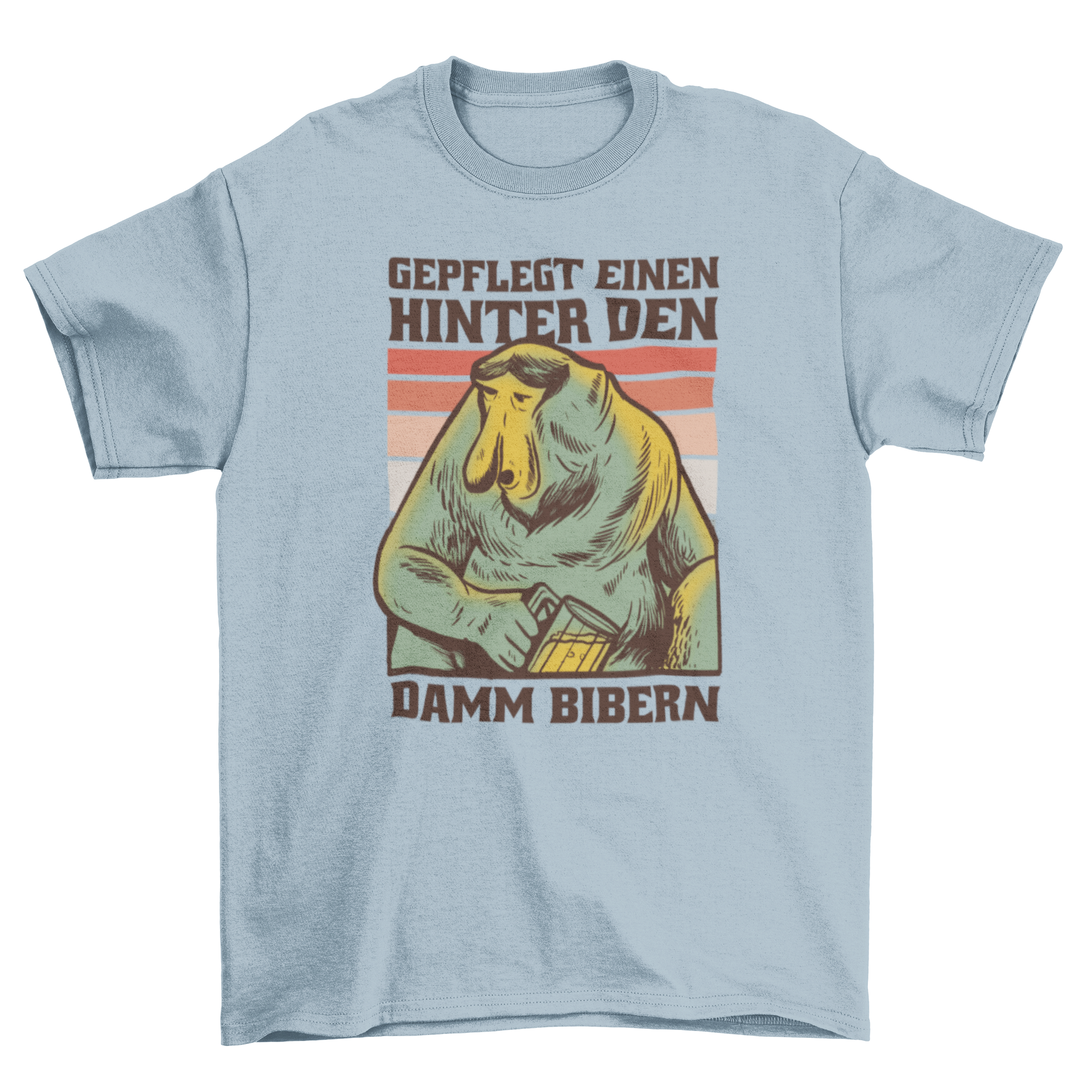 Cool Chuck Monkey T-Shirt featuring a monkey holding a beer glass with a humorous German quote.