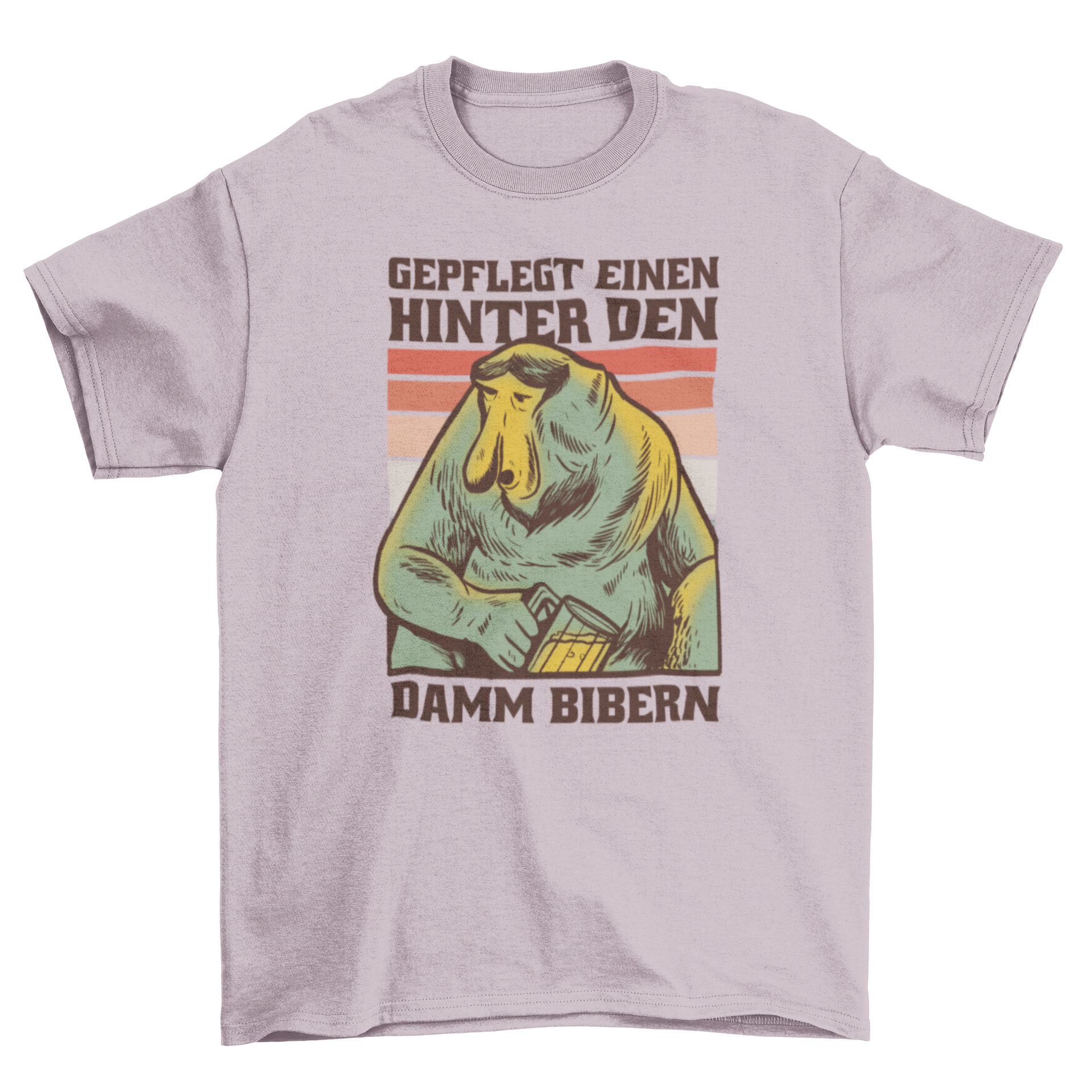 Cool Chuck Monkey T-Shirt featuring a monkey holding a beer glass with a humorous German quote.