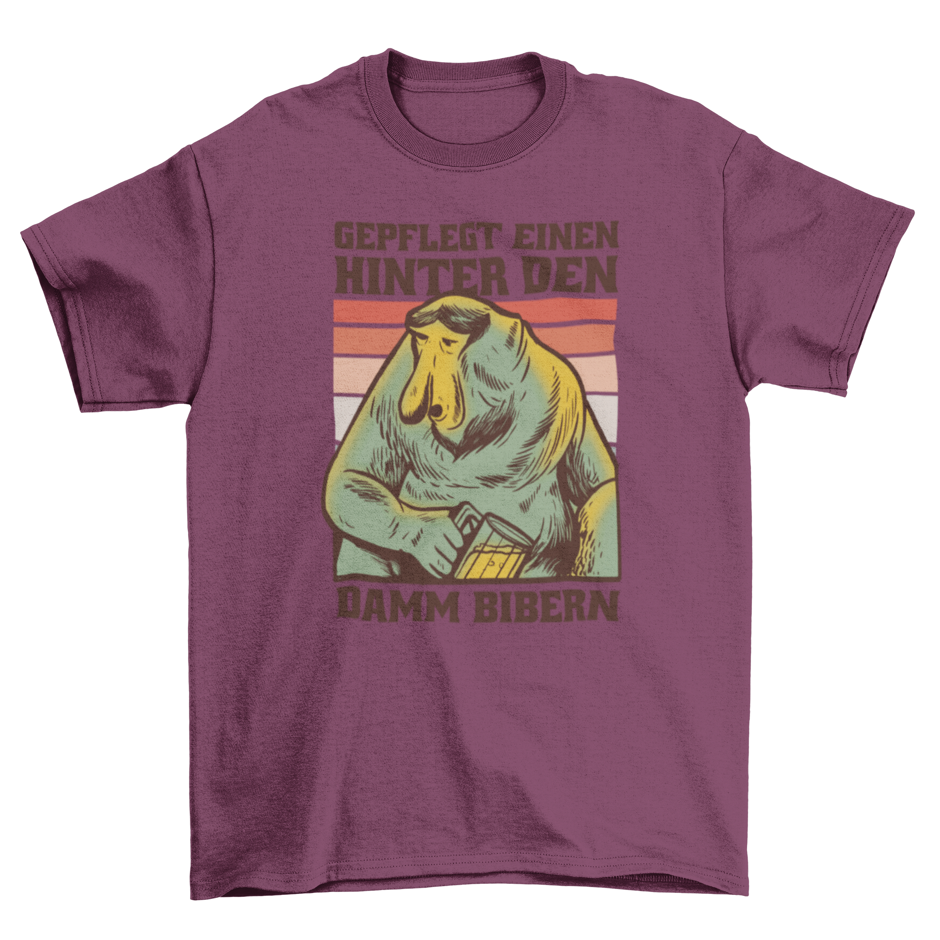 Cool Chuck Monkey T-Shirt featuring a monkey holding a beer glass with a humorous German quote.