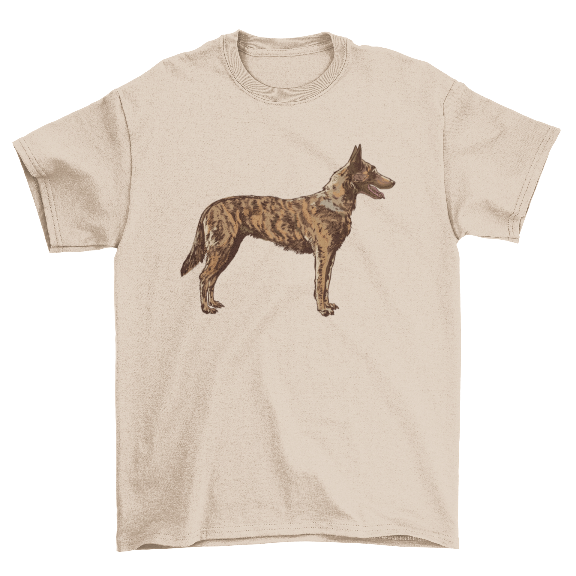 A stylish t-shirt featuring a Czech German Shepherd design, showcasing the breed's elegance and beauty.