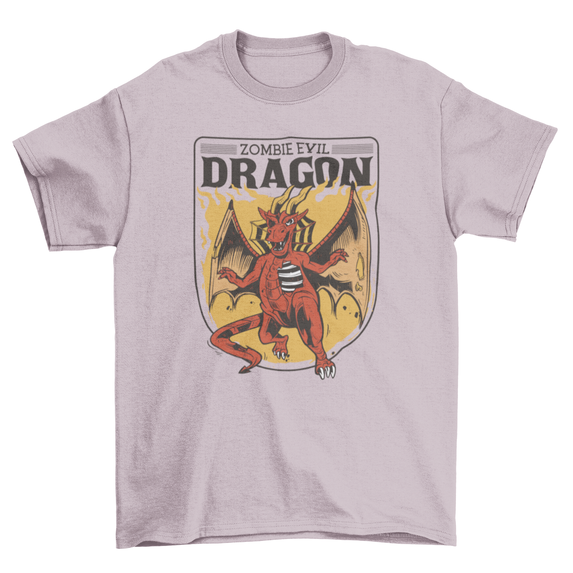 Cool dragon t-shirt featuring a fierce dragon design and the quote 'Zombie Evil Dragon'.