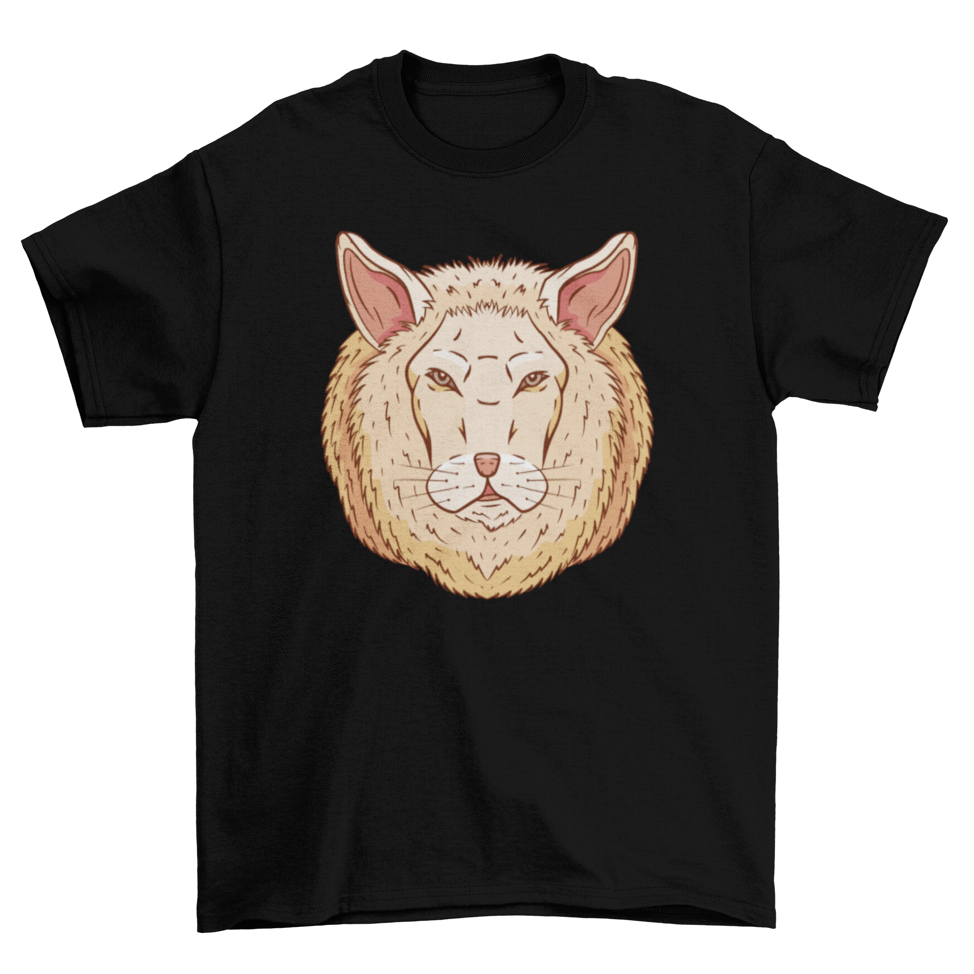 A stylish t-shirt featuring a creative lion-sheep hybrid design, perfect for casual wear.