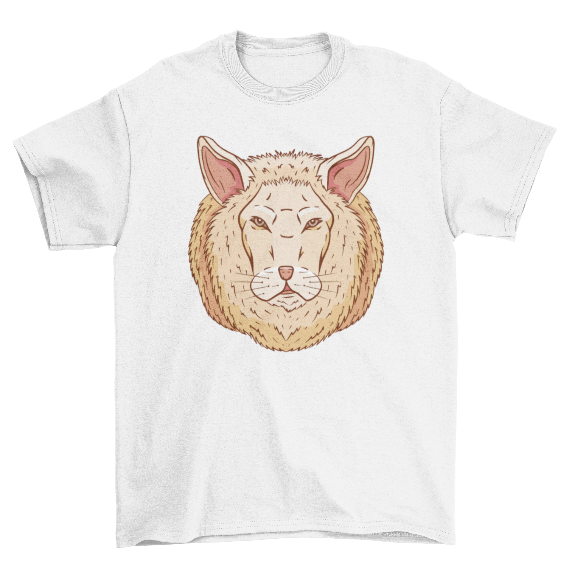 A stylish t-shirt featuring a creative lion-sheep hybrid design, perfect for casual wear.