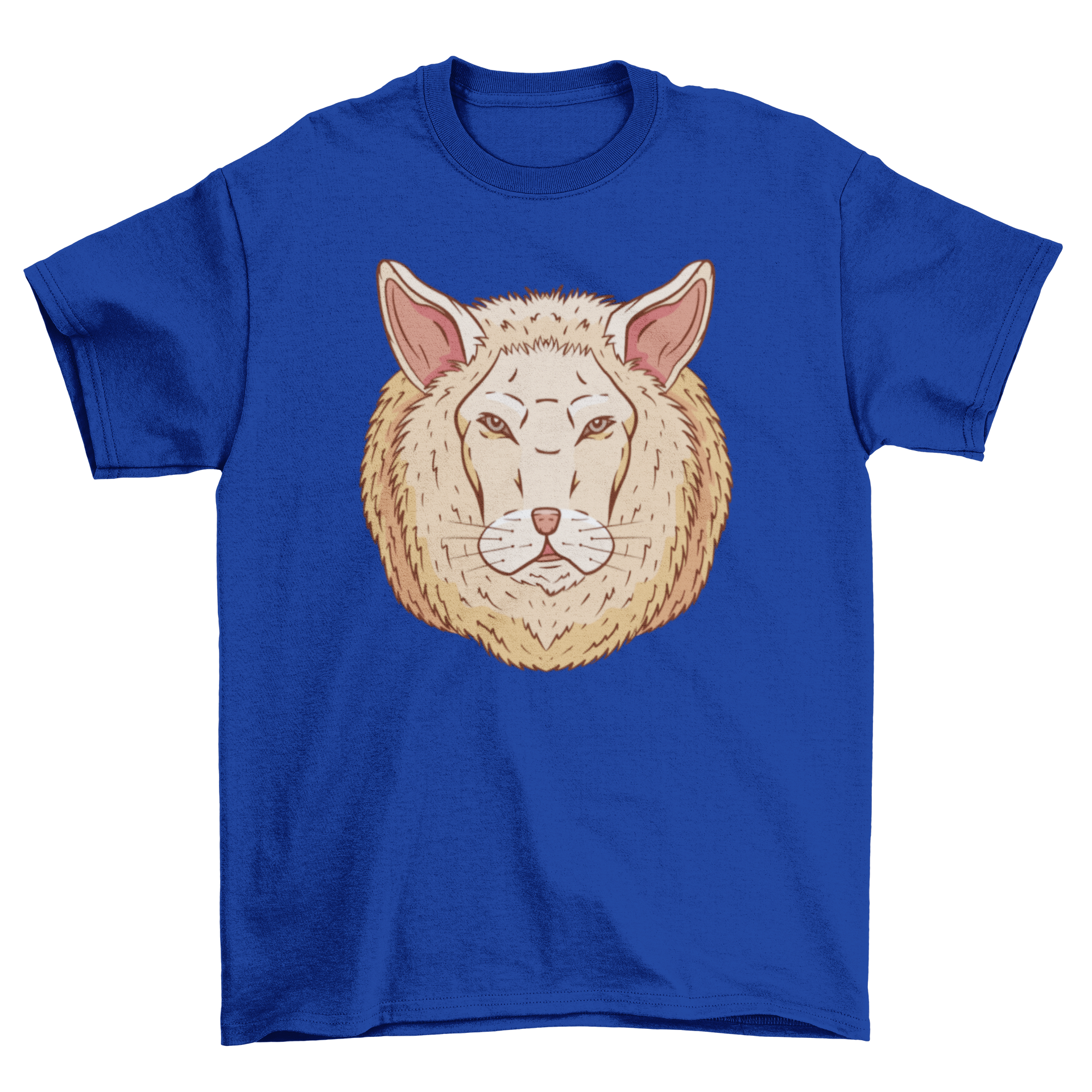 A stylish t-shirt featuring a creative lion-sheep hybrid design, perfect for casual wear.