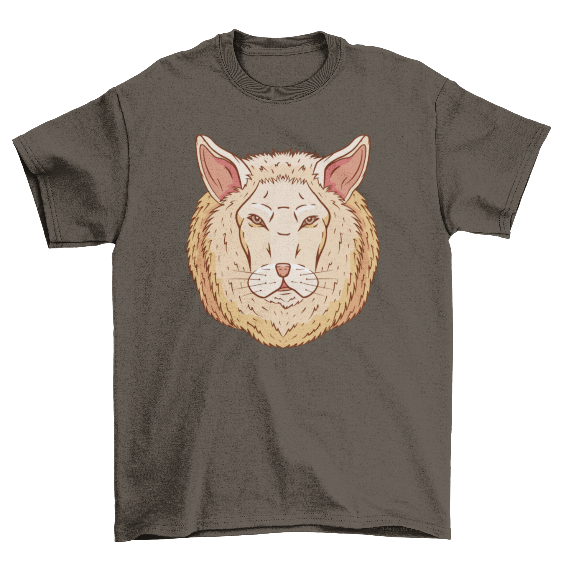 A stylish t-shirt featuring a creative lion-sheep hybrid design, perfect for casual wear.