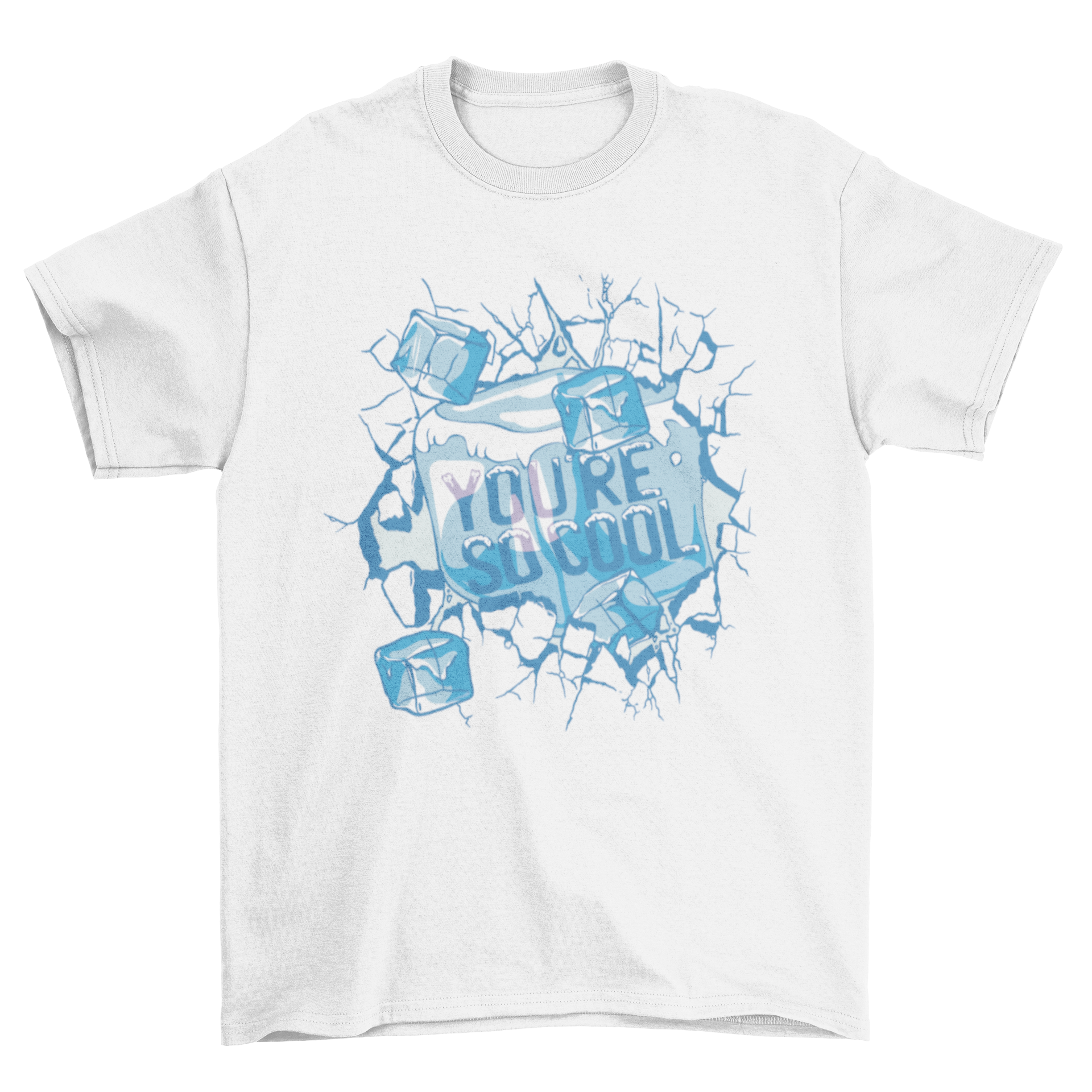 A stylish t-shirt featuring a graphic of ice cubes and the quote 'You're so cool' in a fun font.