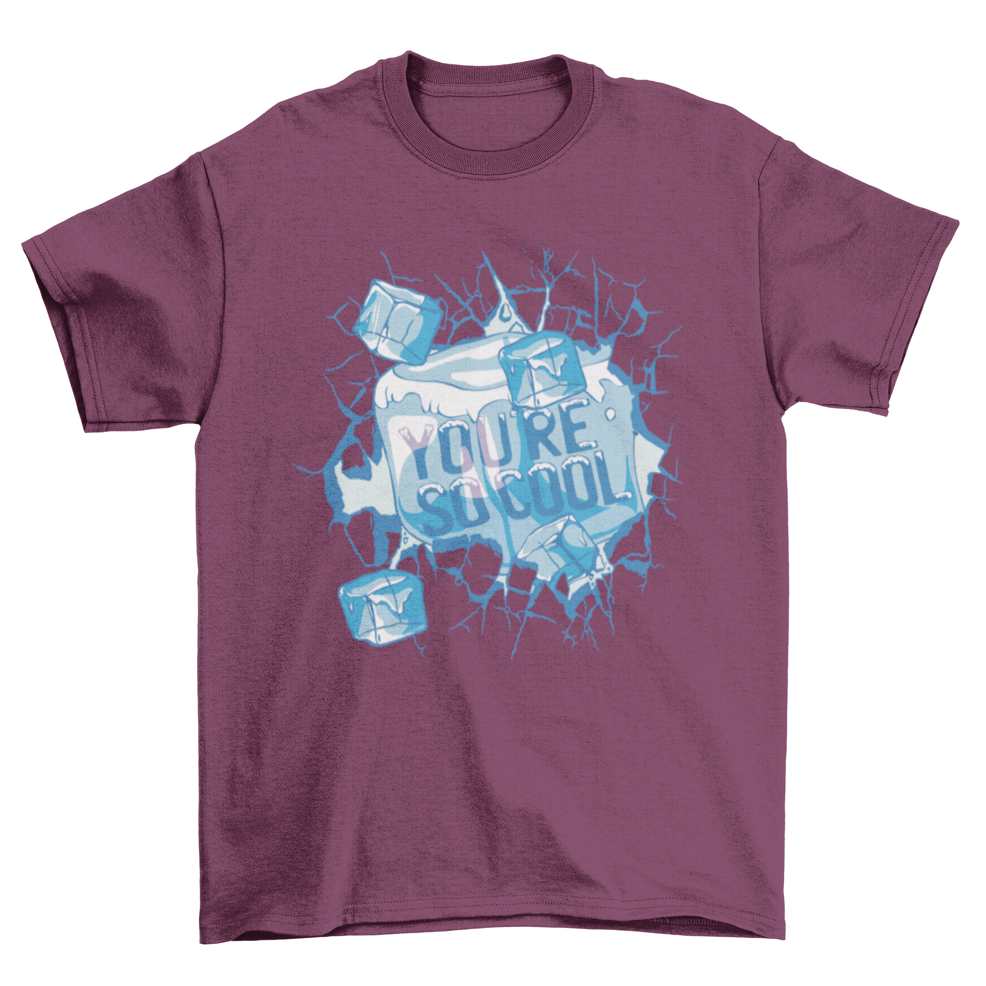 A stylish t-shirt featuring a graphic of ice cubes and the quote 'You're so cool' in a fun font.