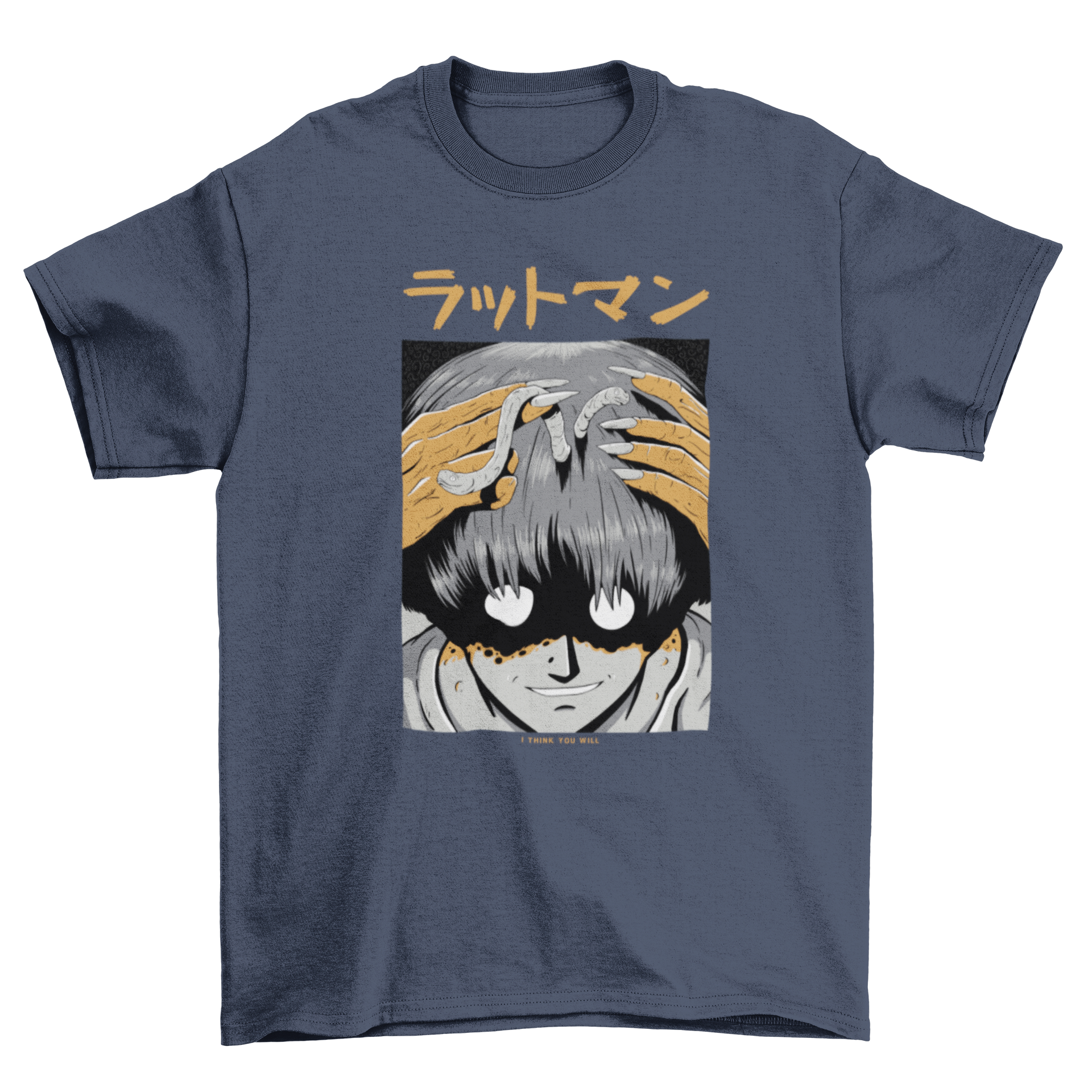 Cool Scary Creepy Dark Creature Japanese Halloween monster Face Anime T-shirt featuring a unique monster design.