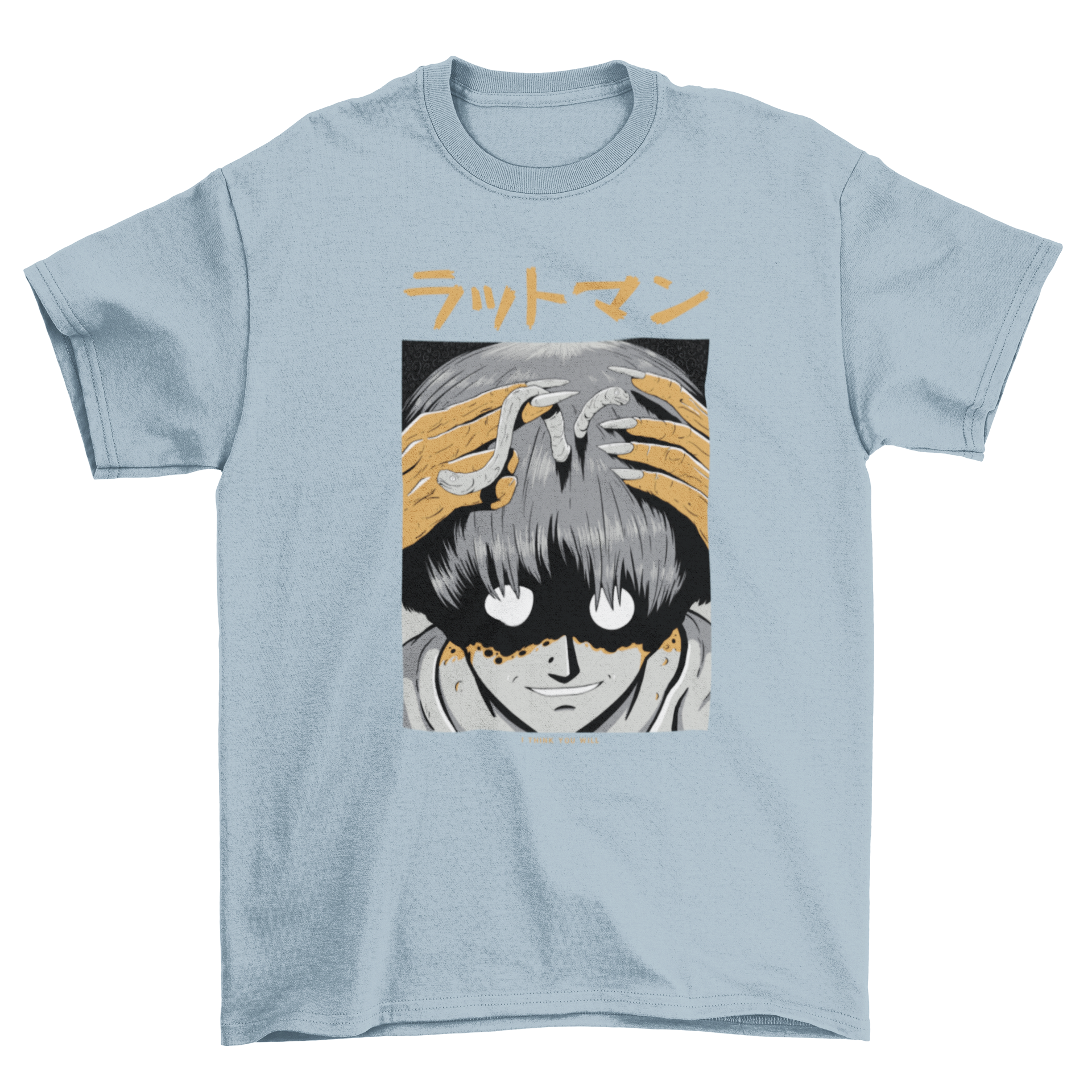 Cool Scary Creepy Dark Creature Japanese Halloween monster Face Anime T-shirt featuring a unique monster design.