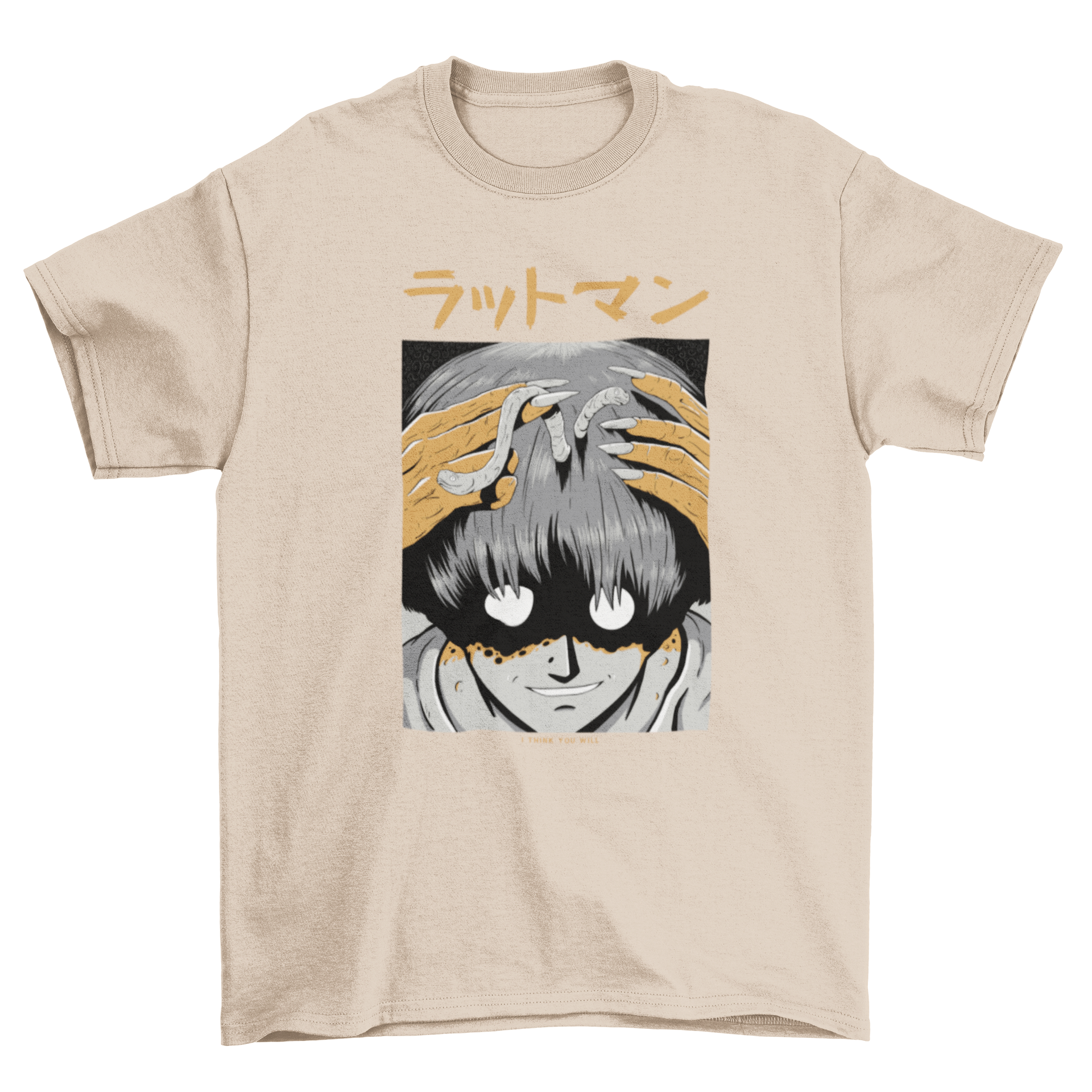 Cool Scary Creepy Dark Creature Japanese Halloween monster Face Anime T-shirt featuring a unique monster design.