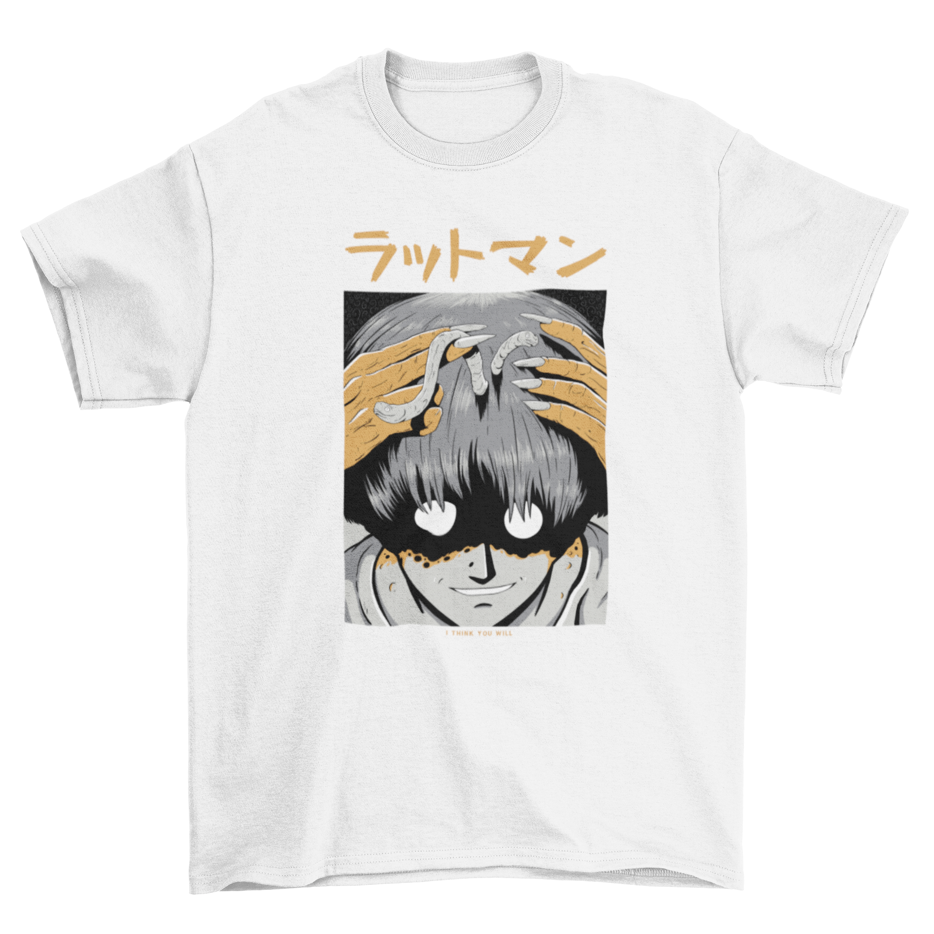 Cool Scary Creepy Dark Creature Japanese Halloween monster Face Anime T-shirt featuring a unique monster design.