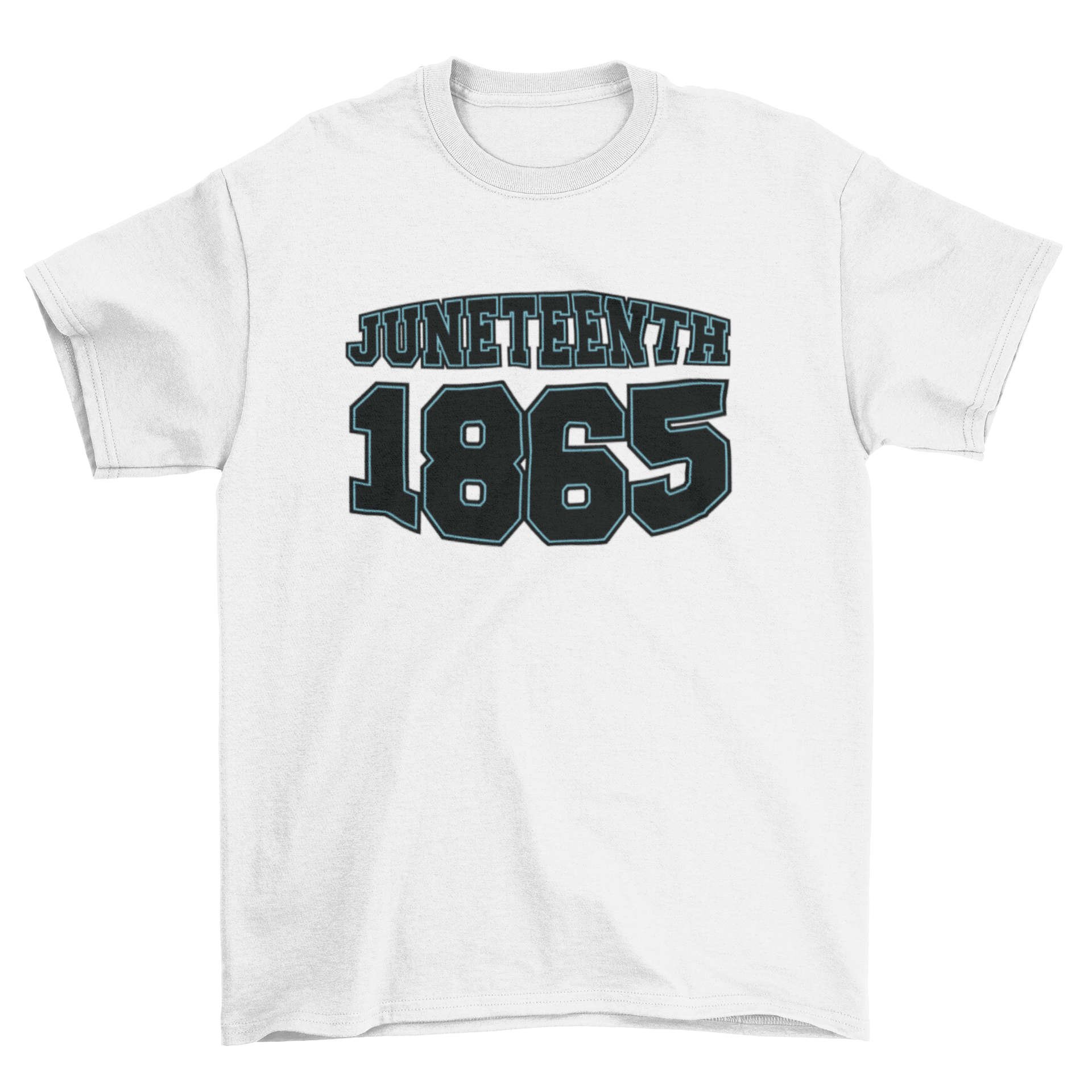 College Lettering June 1865 T-shirt featuring the quote 'June Teenth 1865' in stylish typography.