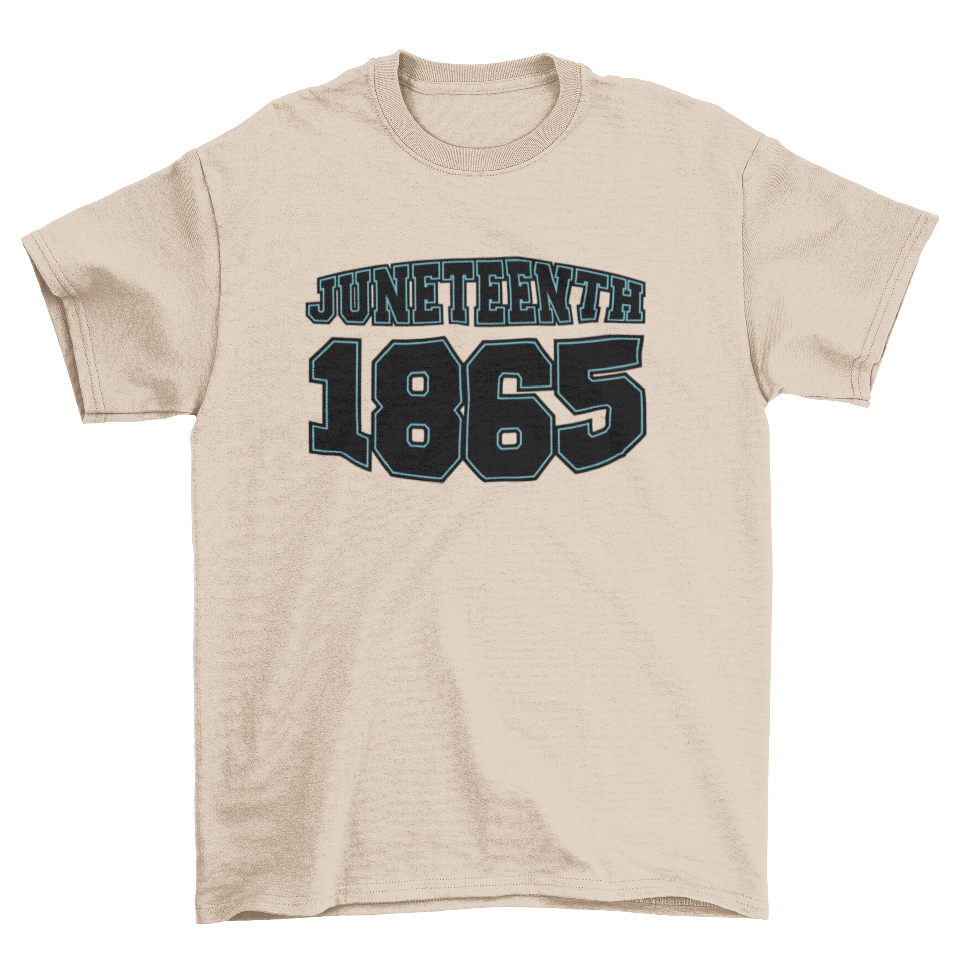 College Lettering June 1865 T-shirt featuring the quote 'June Teenth 1865' in stylish typography.