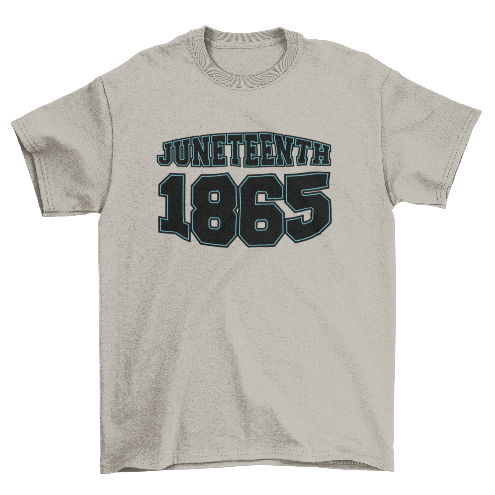 College Lettering June 1865 T-shirt featuring the quote 'June Teenth 1865' in stylish typography.