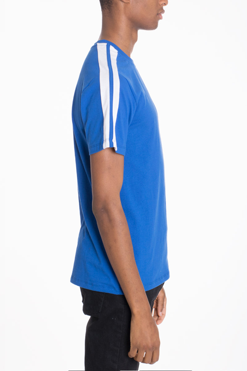 Coleman Two Stripe Tee featuring a round neck and stylish two stripe design, perfect for casual wear.