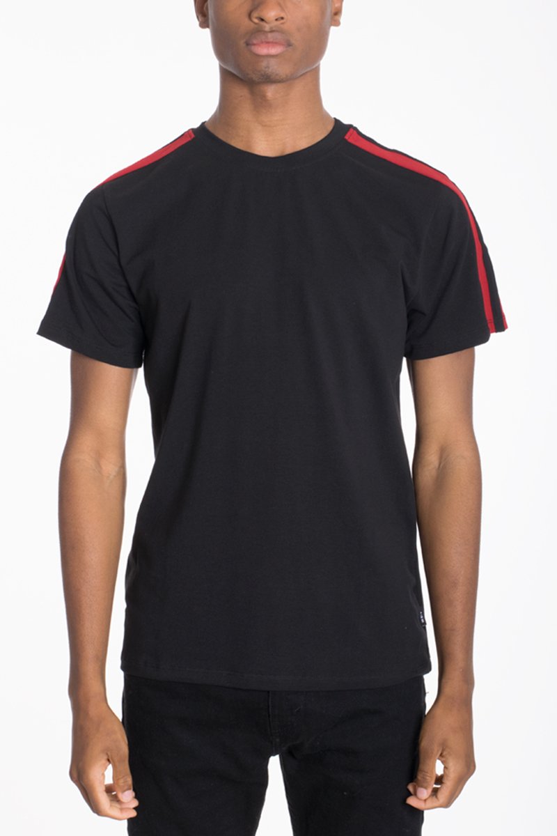 Coleman Two Stripe Tee featuring a round neck and stylish two stripe design, perfect for casual wear.