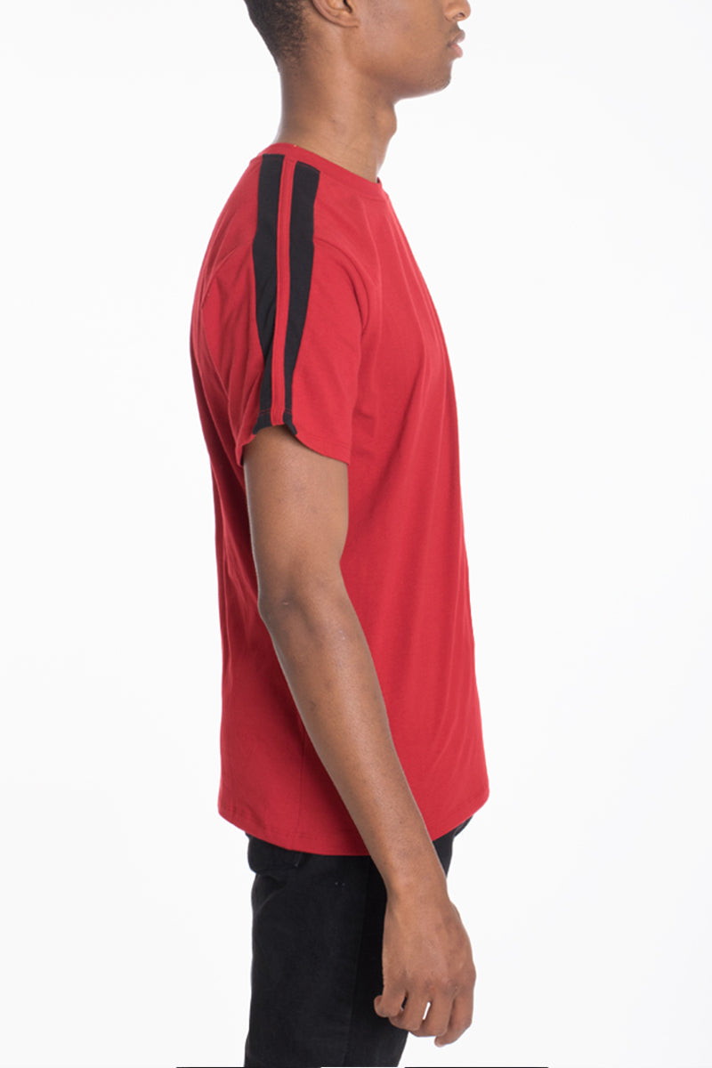 Coleman Two Stripe Tee featuring a round neck and stylish two stripe design, perfect for casual wear.