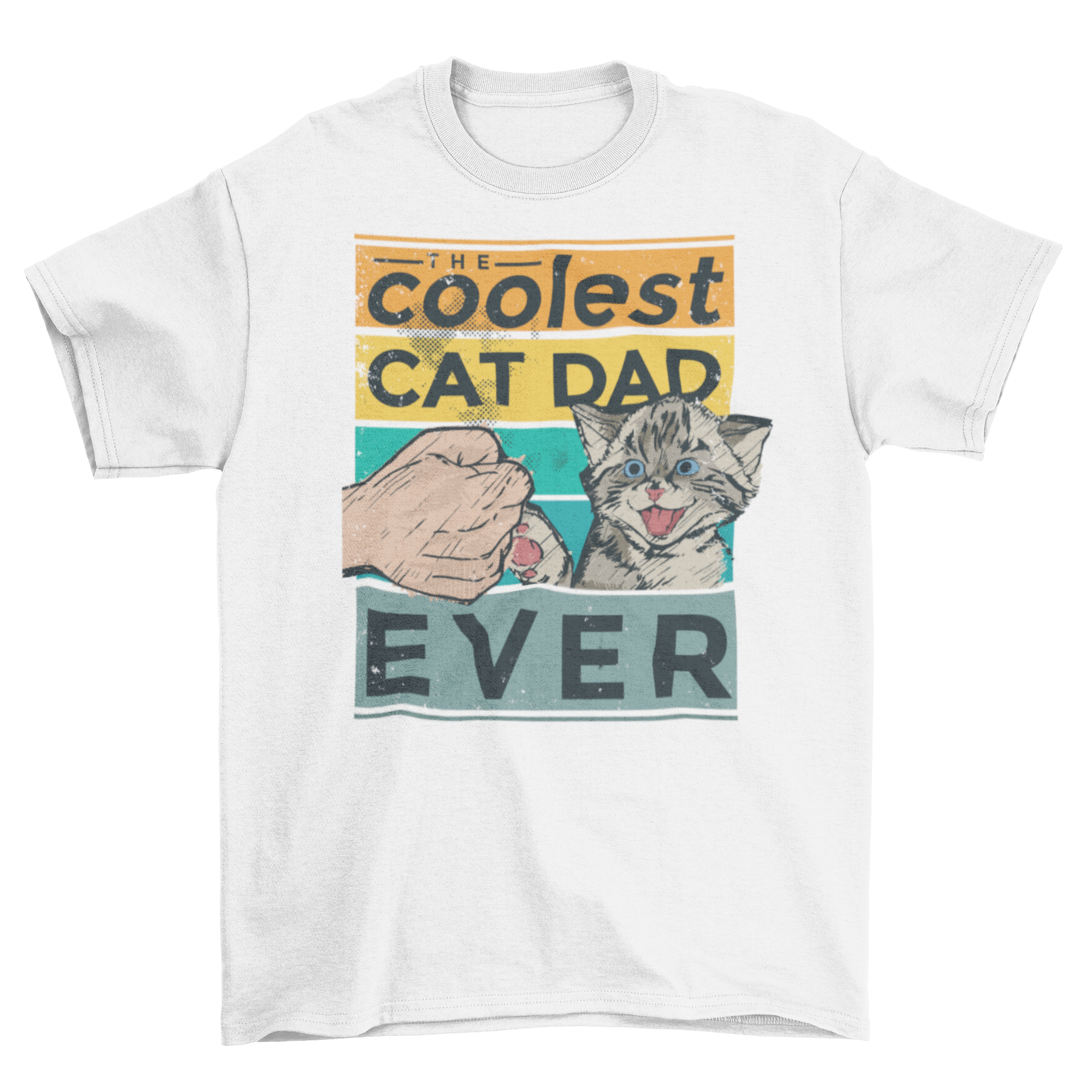 A stylish t-shirt featuring the quote 'The coolest cat dad ever' designed for cat lovers.