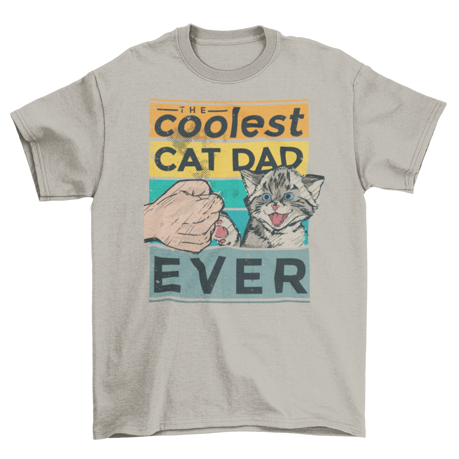 A stylish t-shirt featuring the quote 'The coolest cat dad ever' designed for cat lovers.