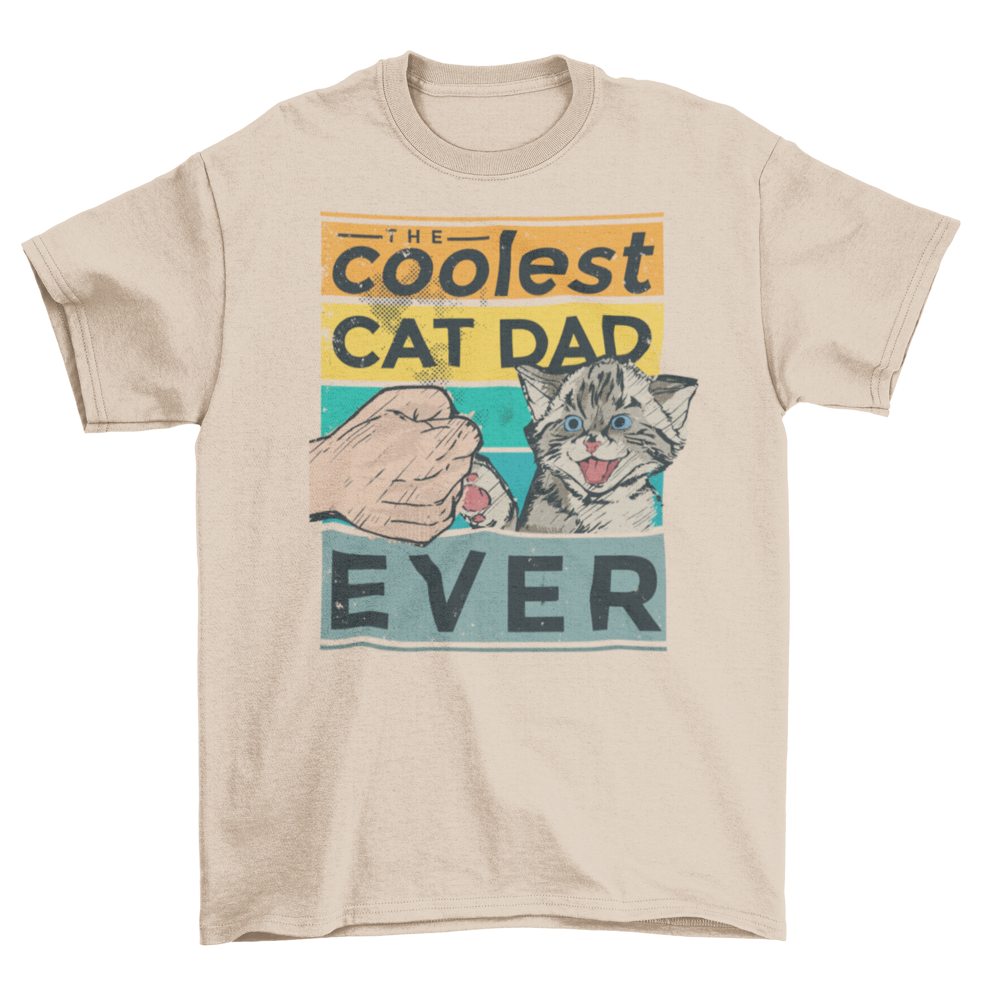 A stylish t-shirt featuring the quote 'The coolest cat dad ever' designed for cat lovers.