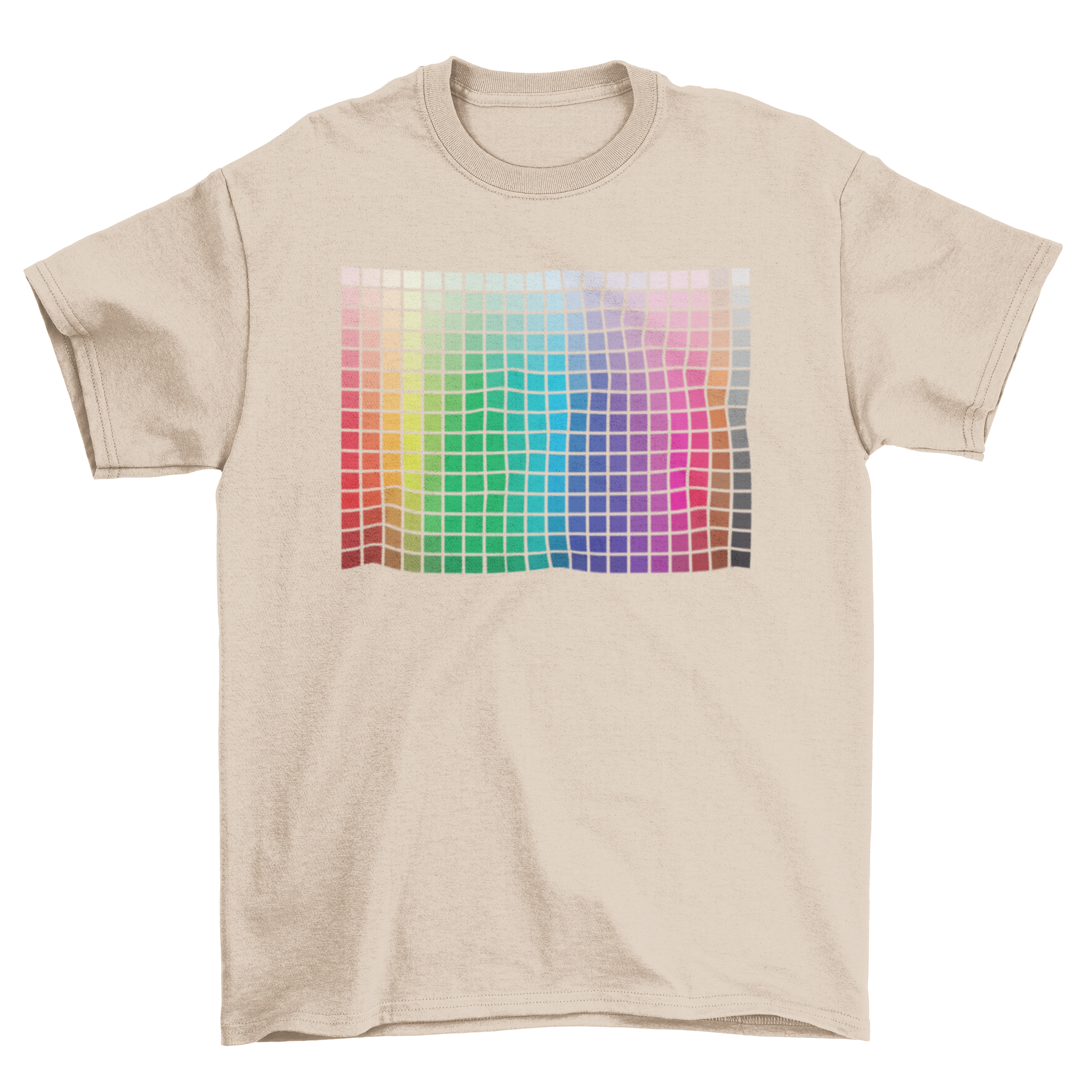 Color Grid T-shirt featuring a vibrant design of small squares in various colors, perfect for casual wear.