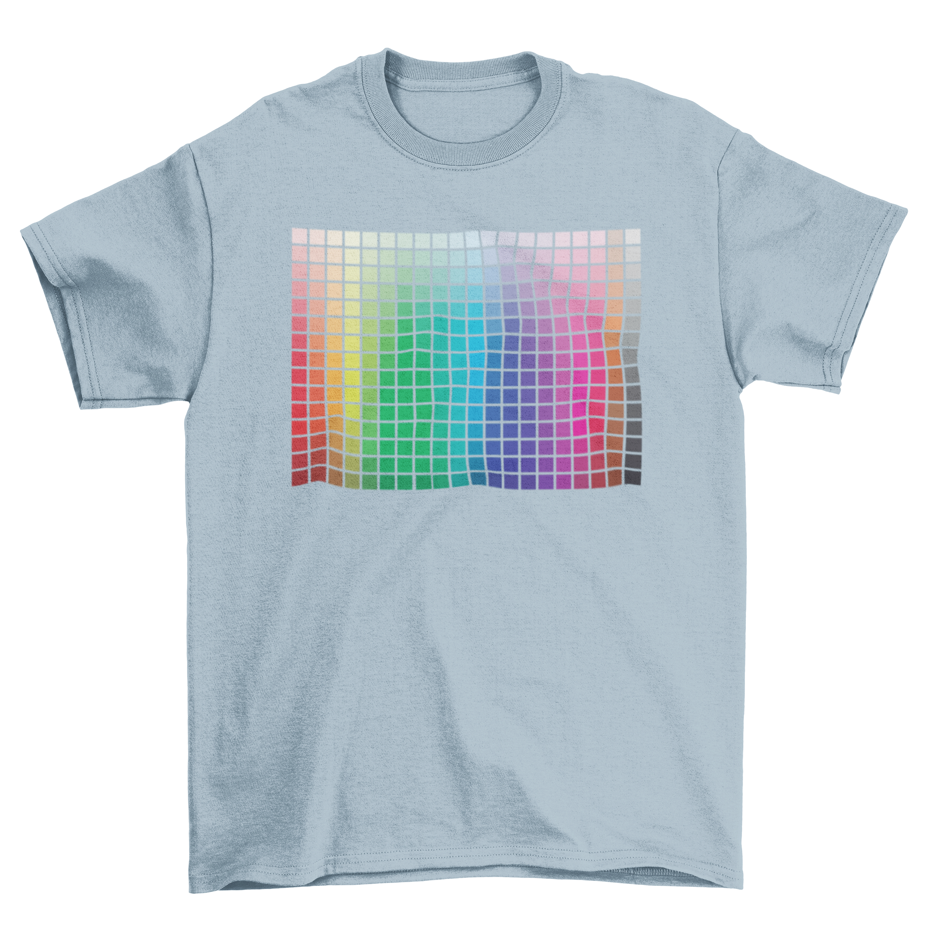 Color Grid T-shirt featuring a vibrant design of small squares in various colors, perfect for casual wear.