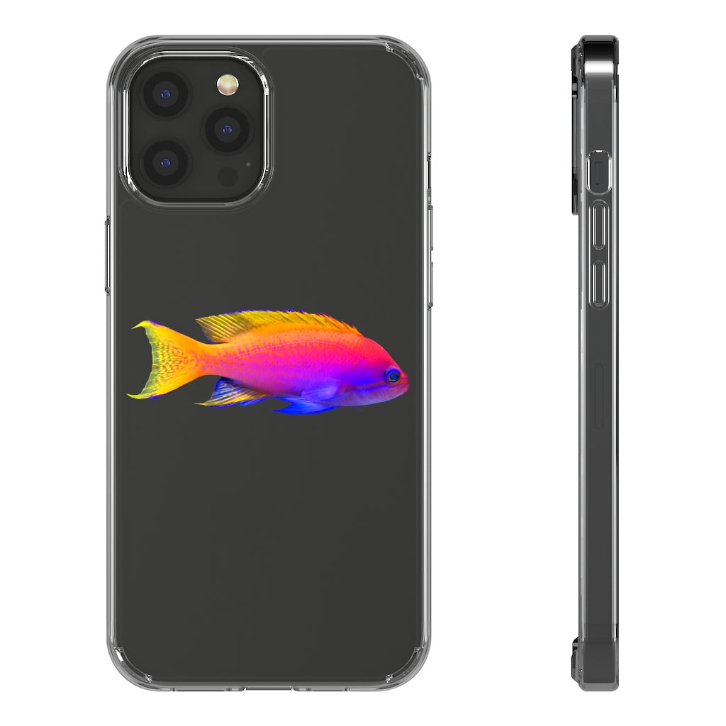 A stylish Colored Fish Clear Case showcasing vibrant fish designs, providing protection and a slim fit for smartphones.