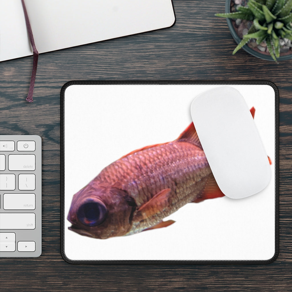 Colored Fish Gaming Mouse Pad featuring vibrant fish designs on a smooth surface, ideal for gaming and office use.