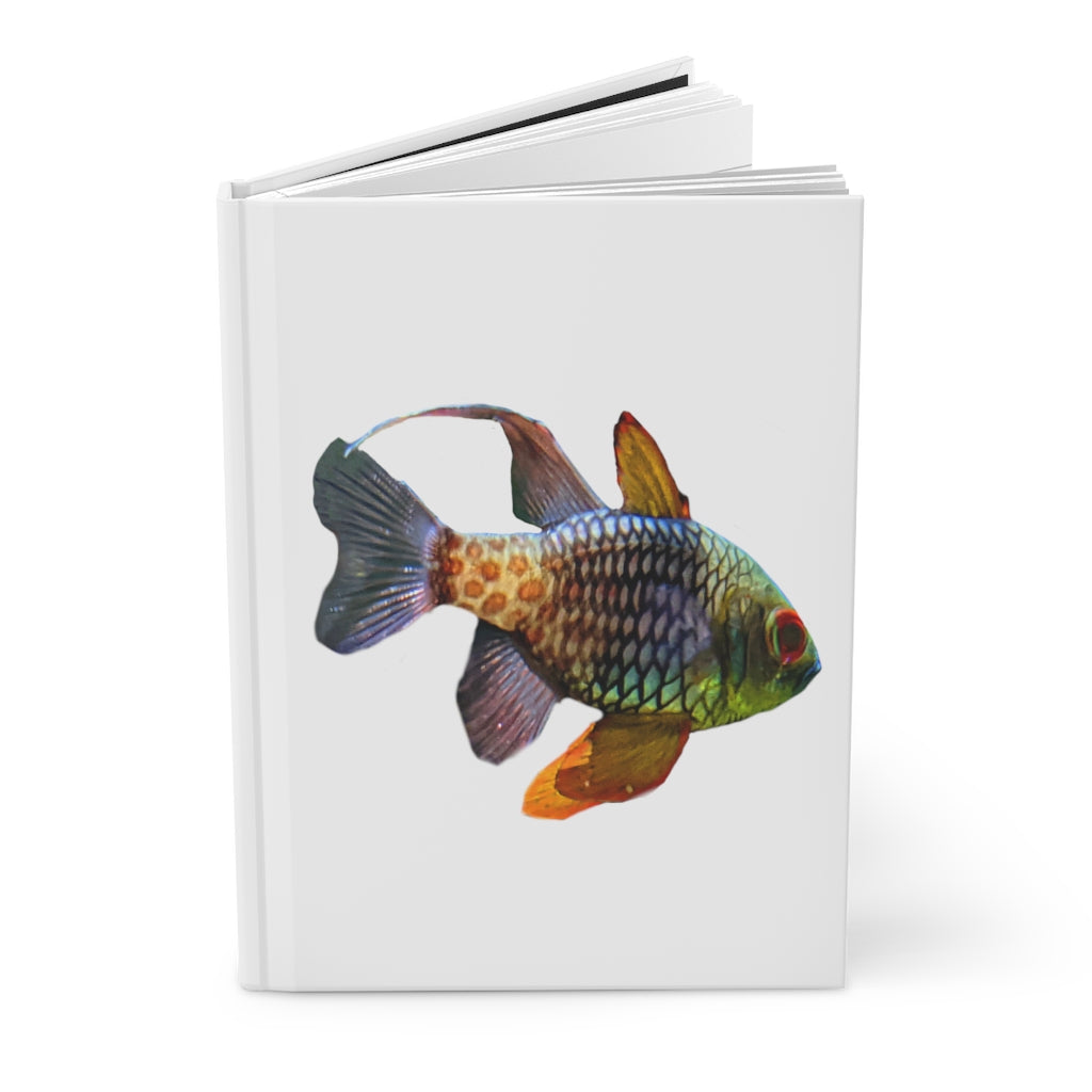 Colored Fish Hardcover Journal with matte finish and customizable covers, featuring vibrant fish design.