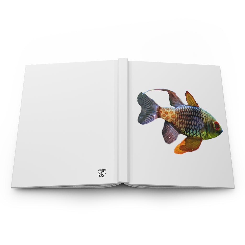 Colored Fish Hardcover Journal with matte finish and customizable covers, featuring vibrant fish design.